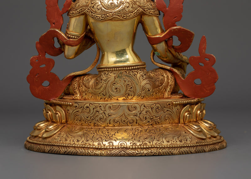 Green Tara Compassionate Goddess |  Gold Gilded Sculpture