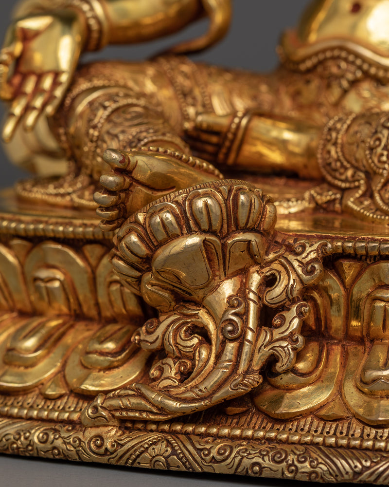 Green Tara Compassionate Goddess |  Gold Gilded Sculpture