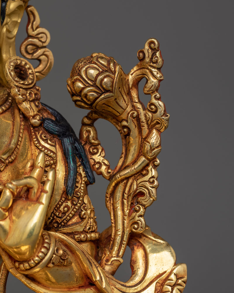 Green Tara Compassionate Goddess |  Gold Gilded Sculpture
