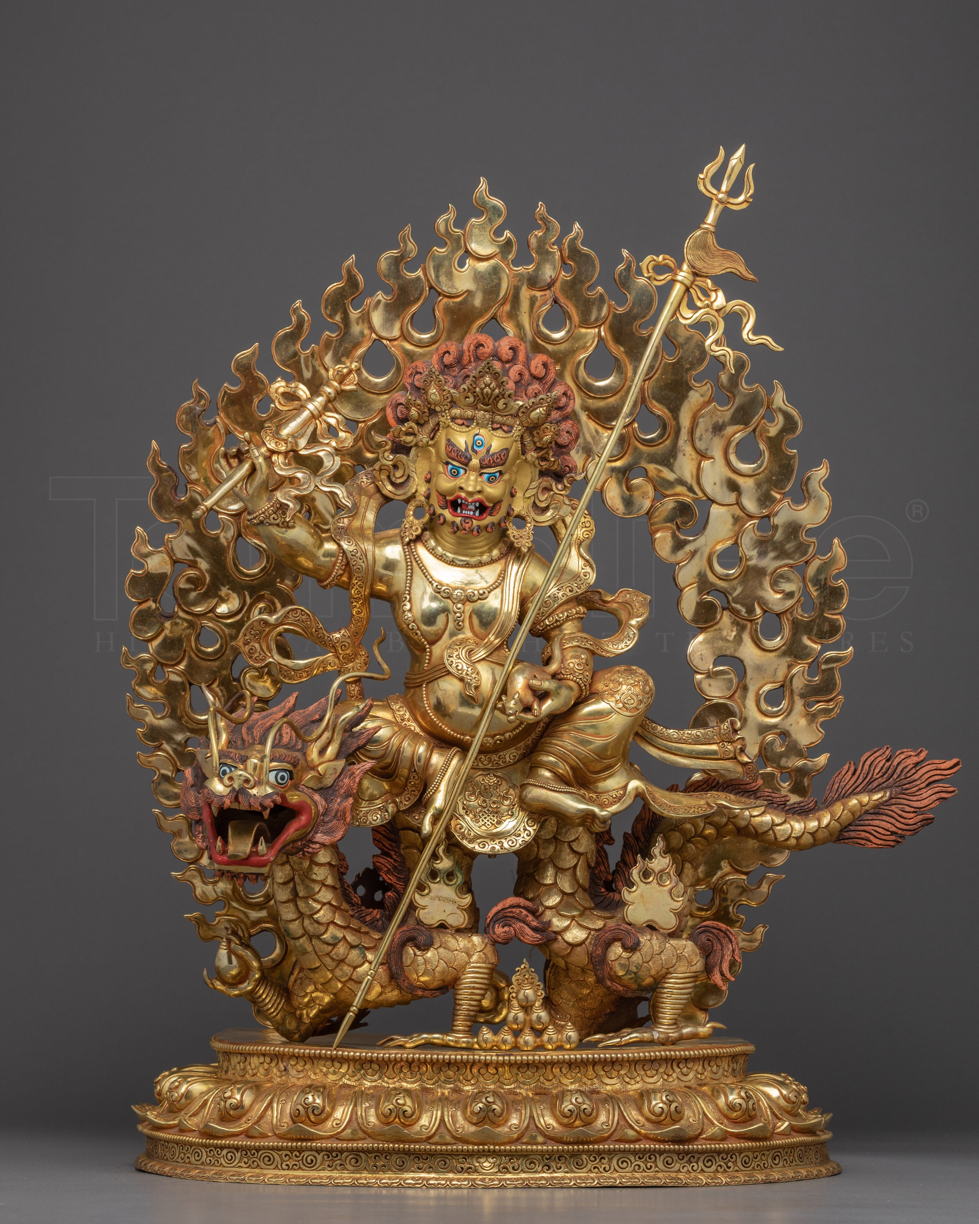 White Dzambhala Statue | 24K Gold Plated Tibetan Artcraft