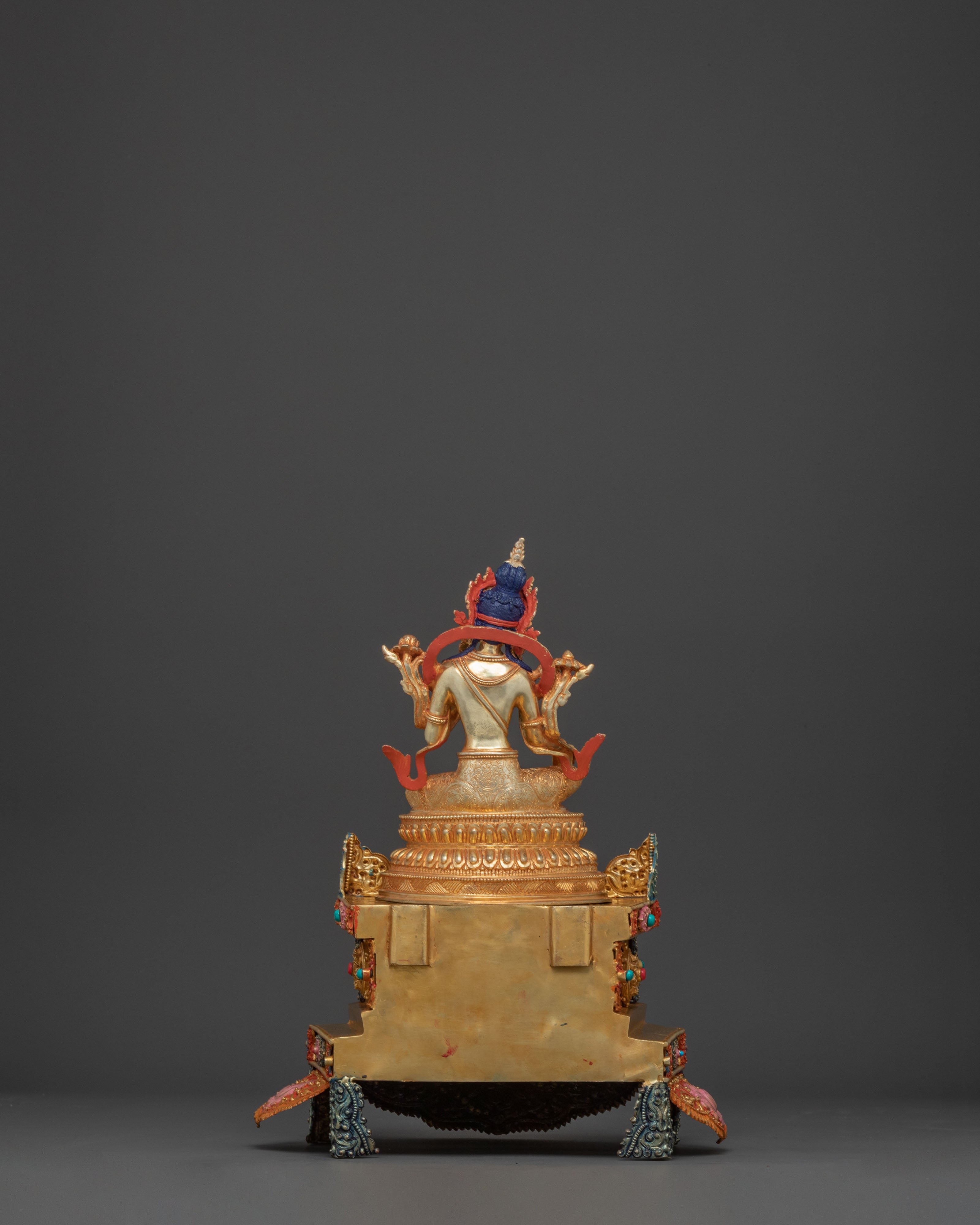 Magnificent 21 Tara statue set | 24K Gold Gilded with Handcarved Gemstones Statue Set