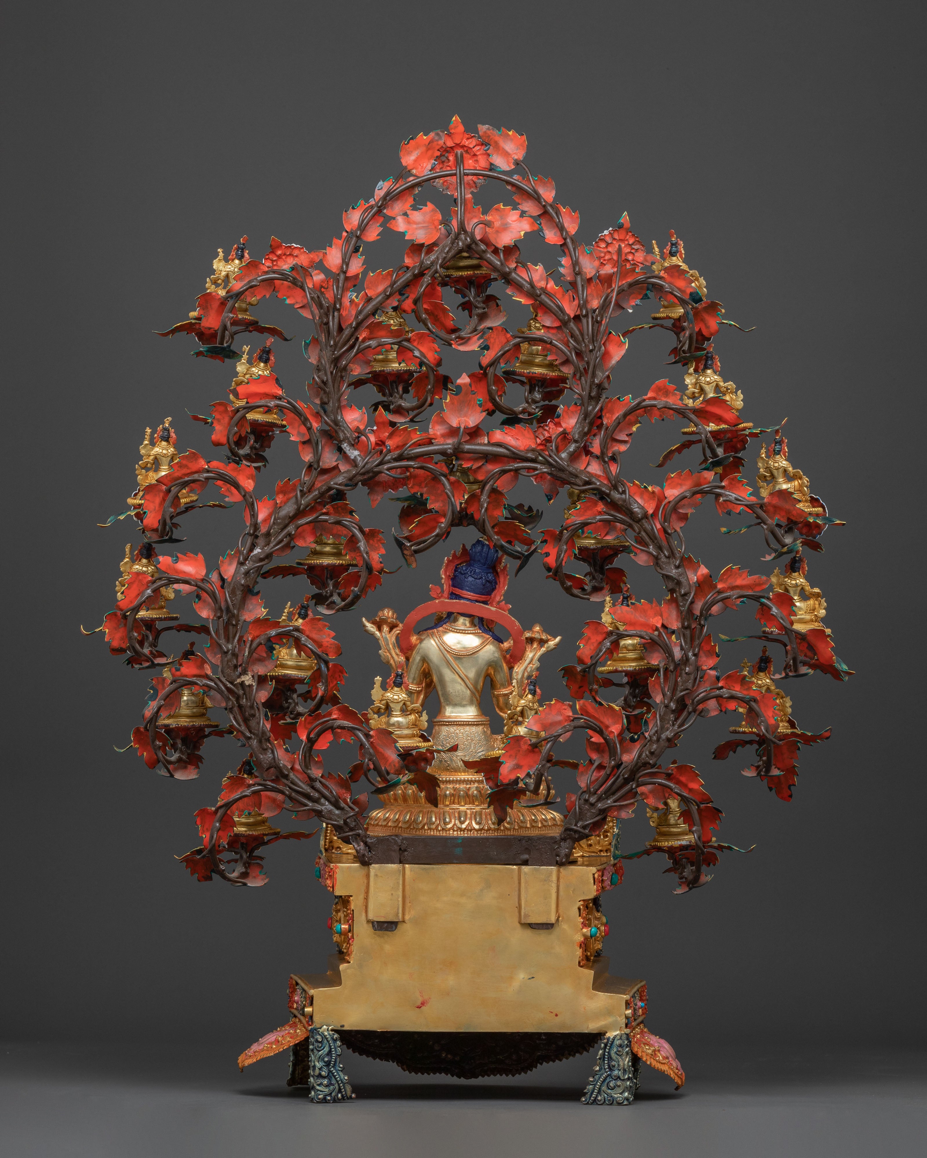Magnificent 21 Tara statue set | 24K Gold Gilded with Handcarved Gemstones Statue Set