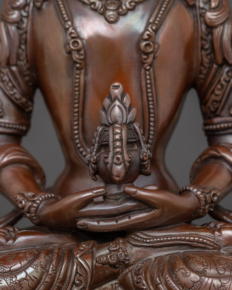 Oxidized Statue of Amitayus | Buddha of Boundless Light