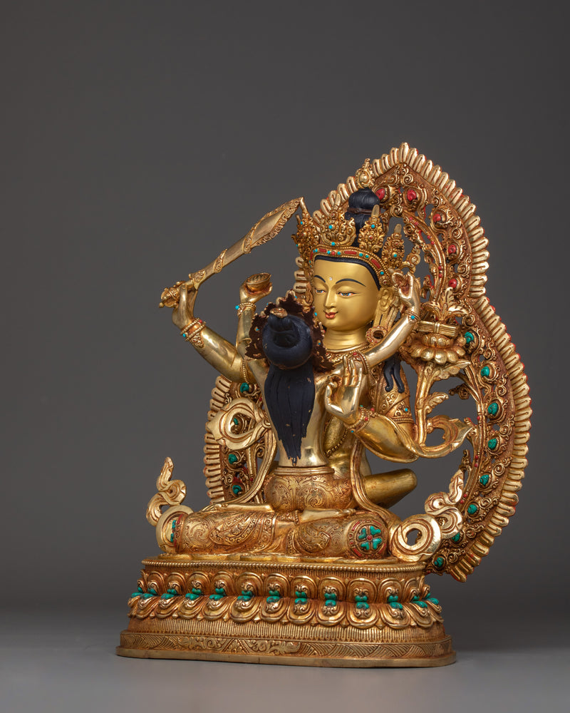 Bodhisattva Manjushri with consort Statue | Supreme Wisdom Bodhisattva