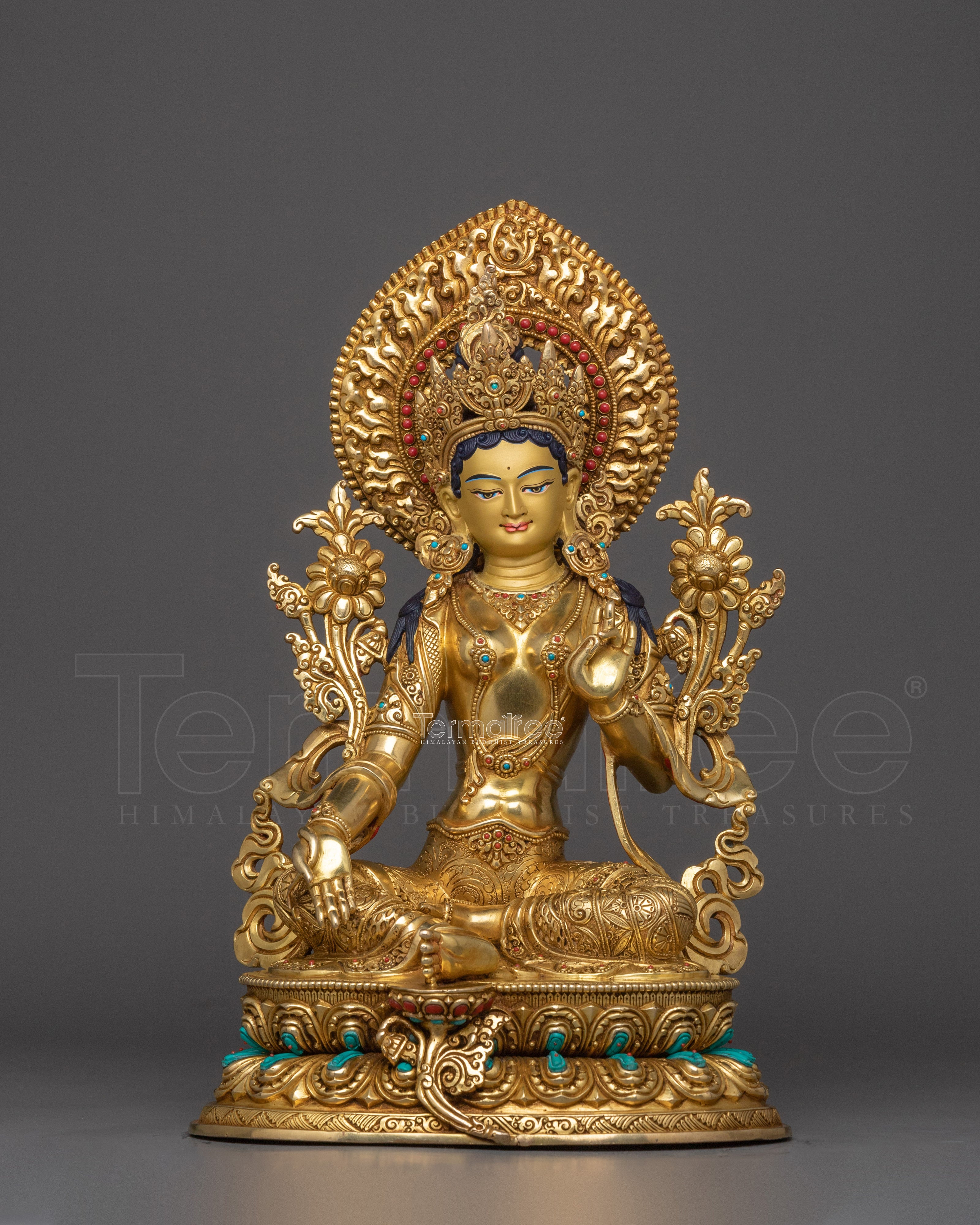 Tibetan Green Tara Idol | Traditional Artwork