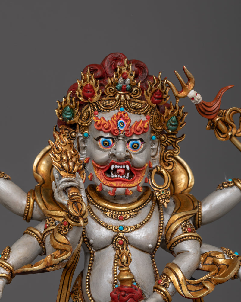 Protector Deity White Mahakala | Shadbhuja Mahakala Statue