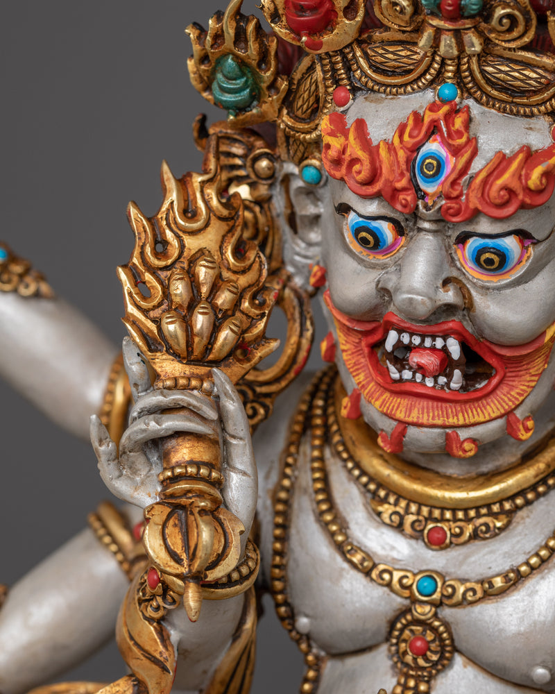 Protector Deity White Mahakala | Shadbhuja Mahakala Statue