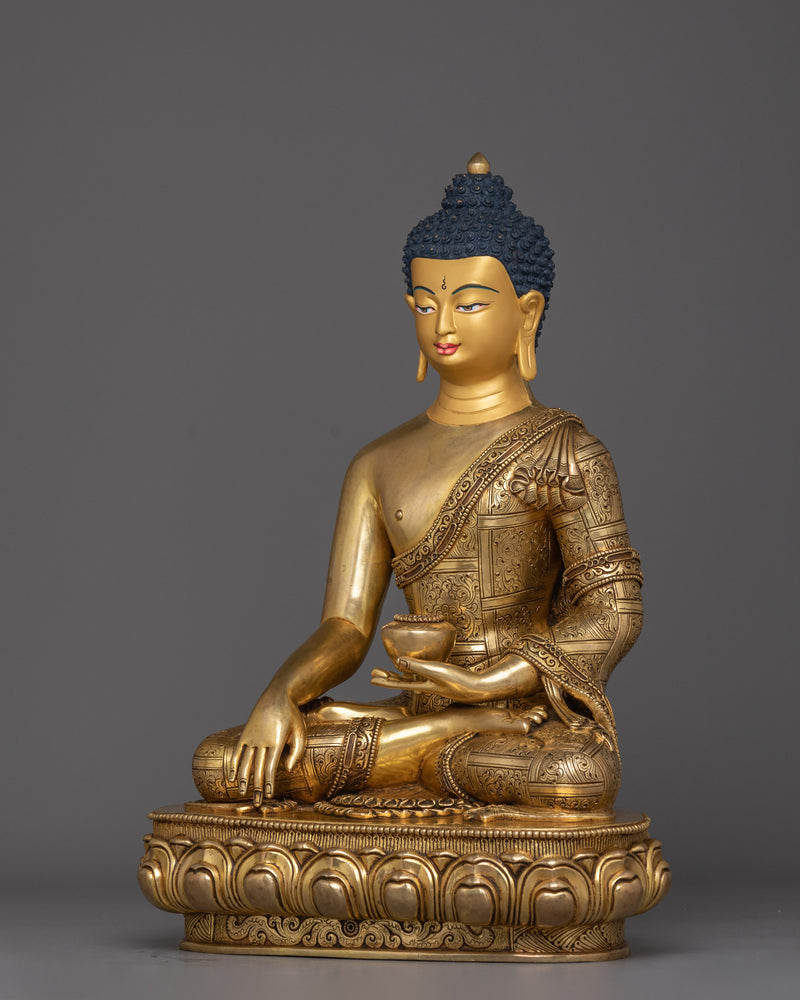 Golden Gautama Buddha Figurine | Shakyamuni Buddha - Embodiment of Wisdom