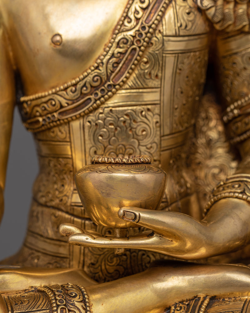 Golden Gautama Buddha Figurine | Shakyamuni Buddha - Embodiment of Wisdom