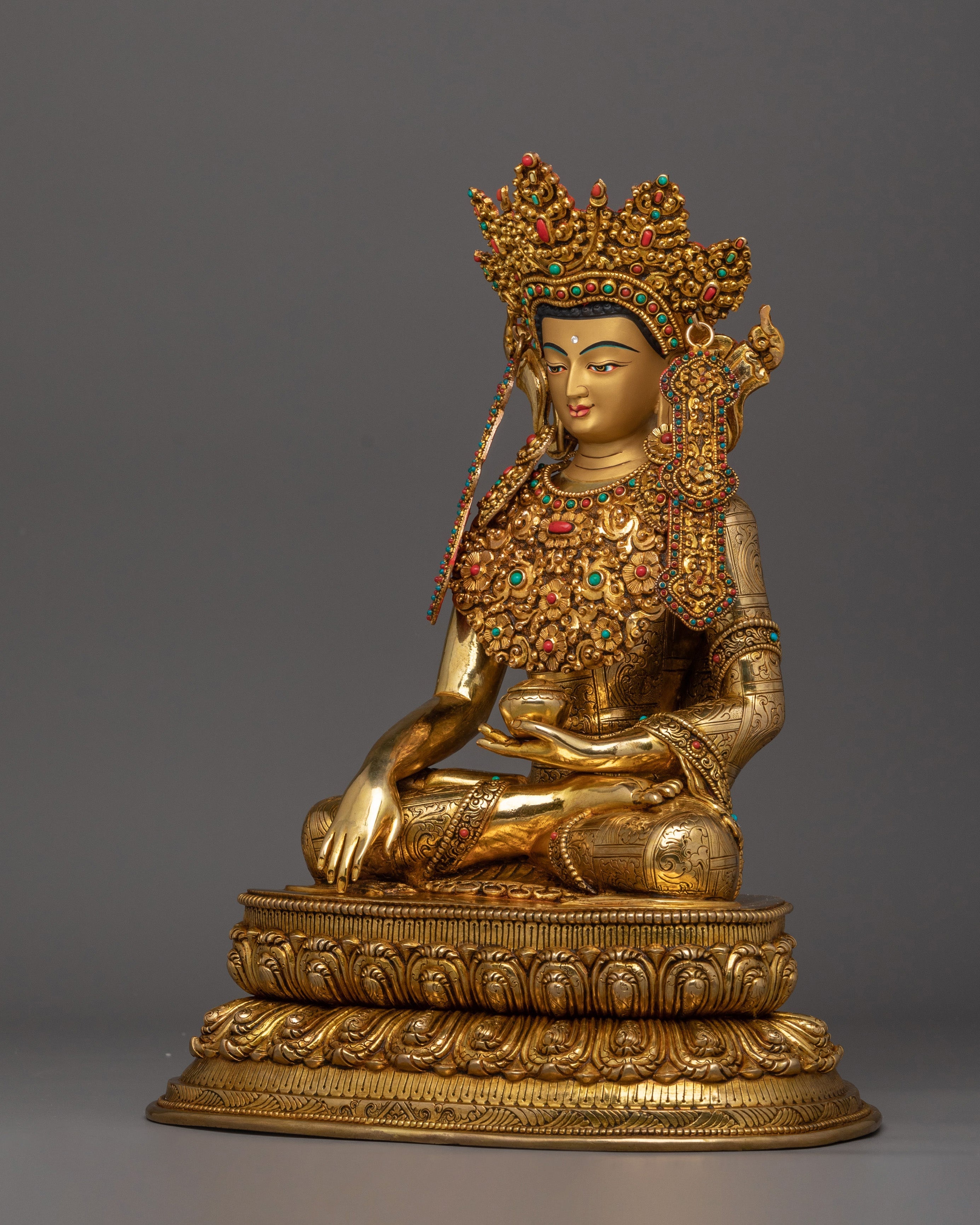Crown Shakyamuni Buddha Handcarafted Statue | The Awakened One