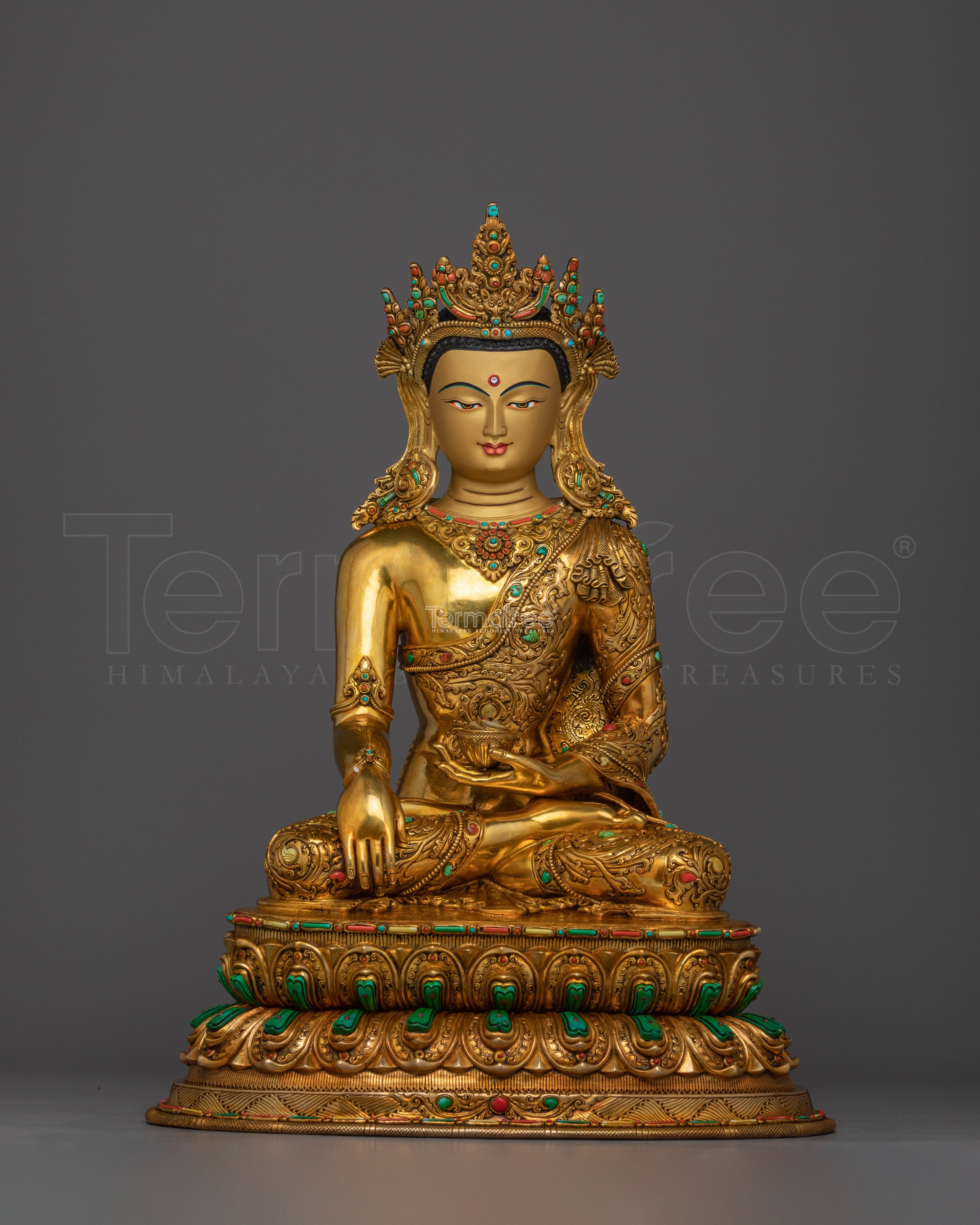 Golden Crown Shakyamuni Buddha Statue | Gautama Buddha Sculpture