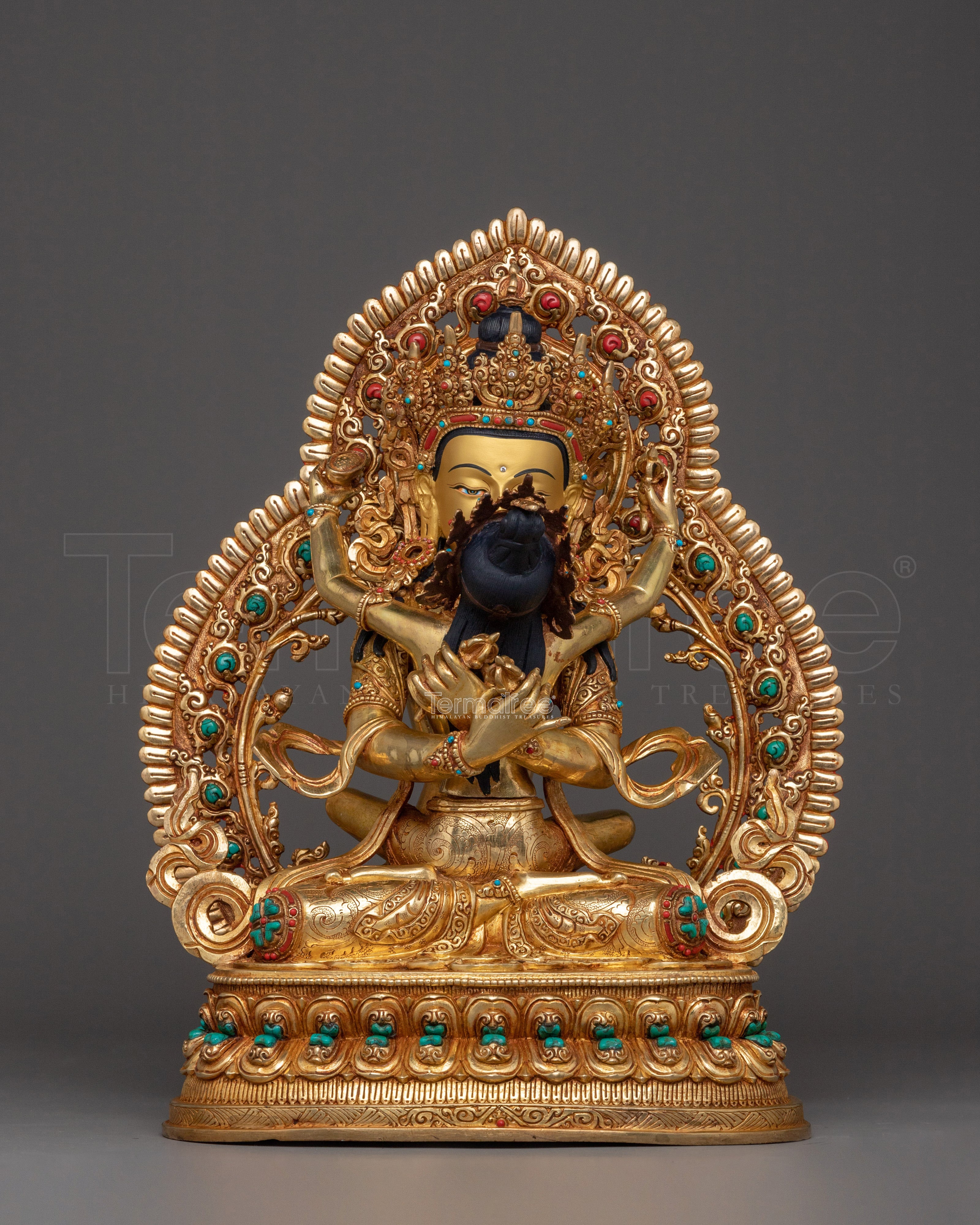 Traditional Artwork of Vajradhara with consort | 24K Gold Gilded Sculpture