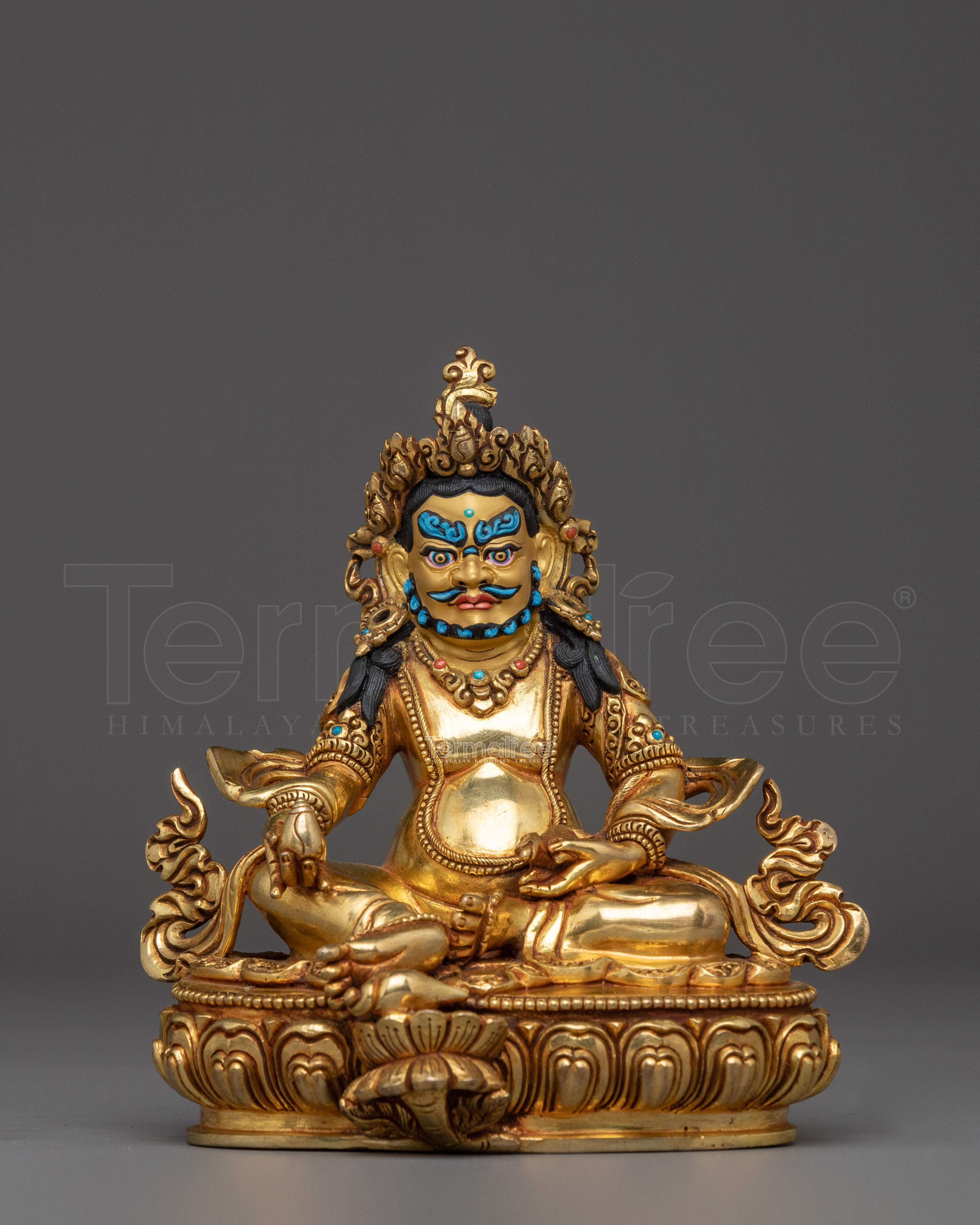 Traditional Copper Statue of Dzambhala | Sculpture for Shrine and Dharma Decor