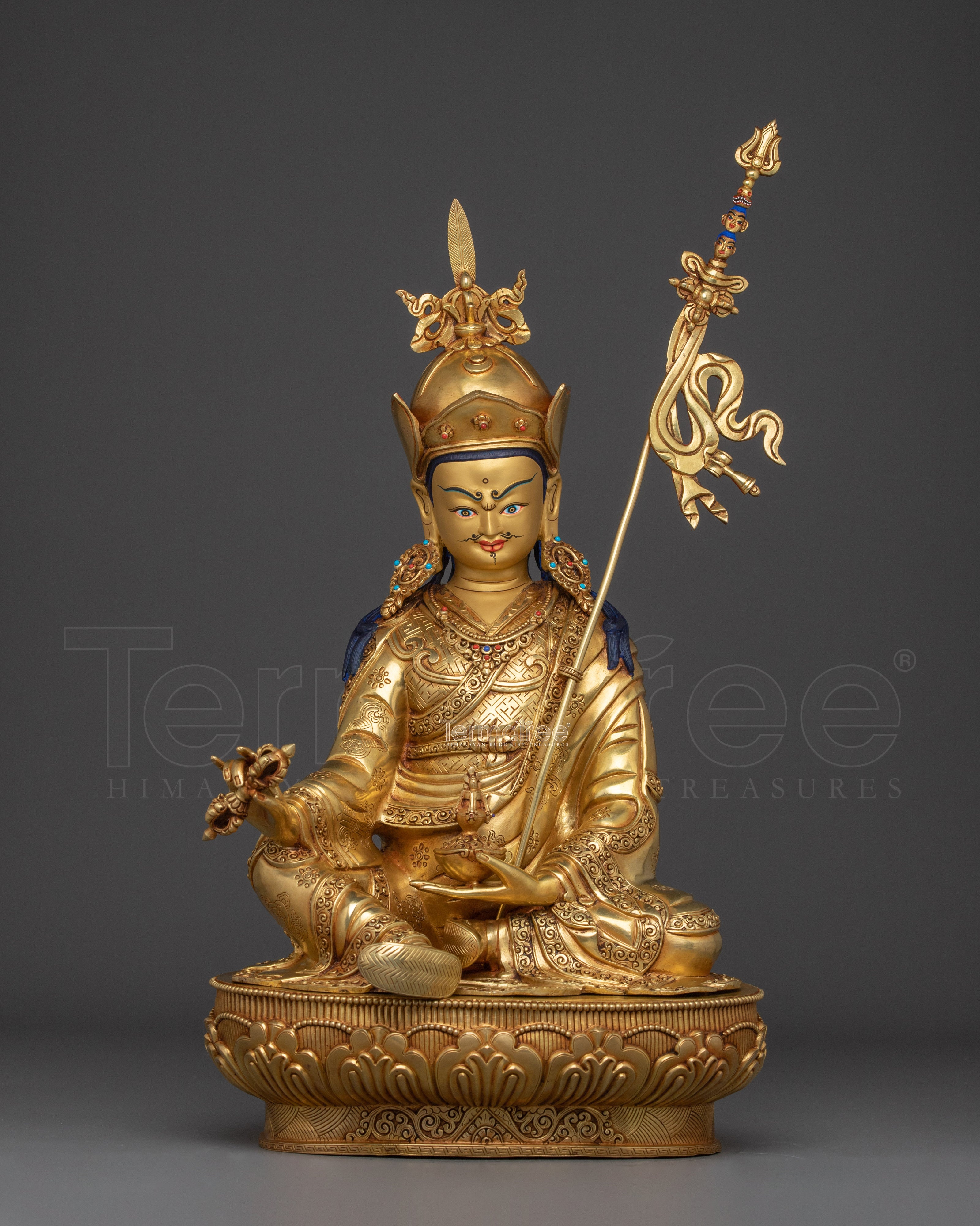 Guru Rinpoche With Khatvanga Statue | Padmasambhava - Lotus-Born Guru