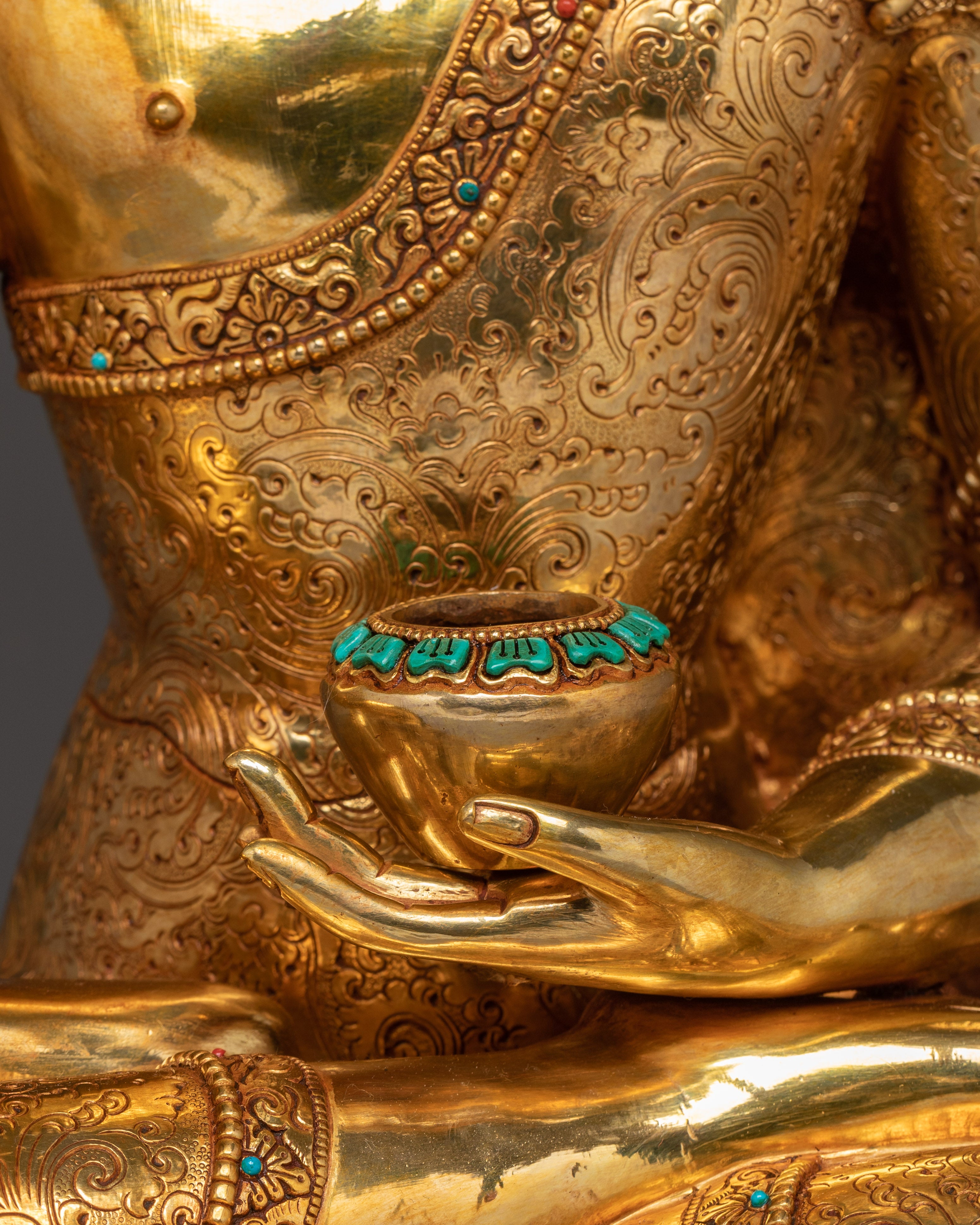 Shakyamuni Buddha on Throne with Disciples Statue | Gautama Buddha Statue