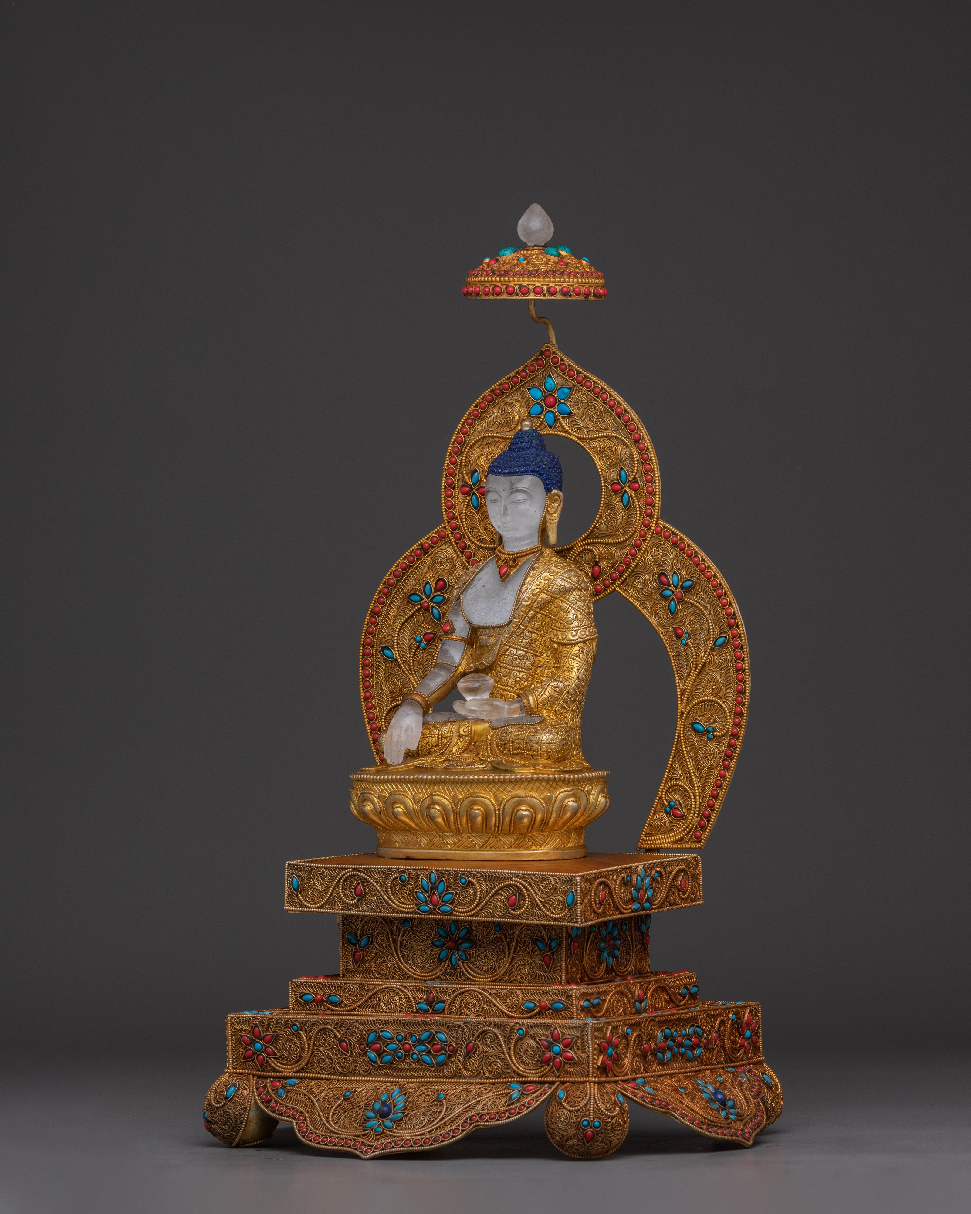 Handmade Shakyamuni Buddha on throne | Symbol of Enlightenment