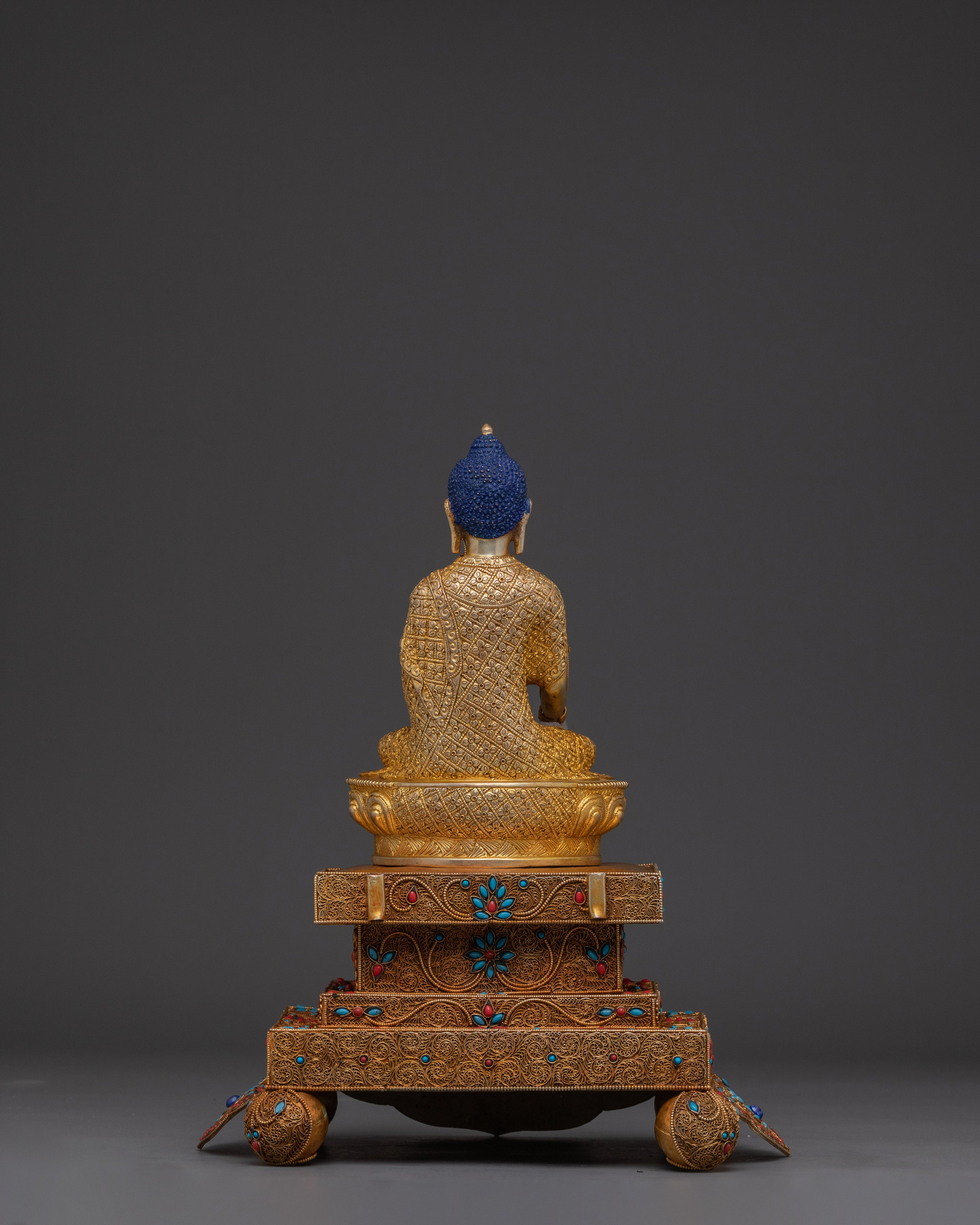Handmade Shakyamuni Buddha on throne | Symbol of Enlightenment