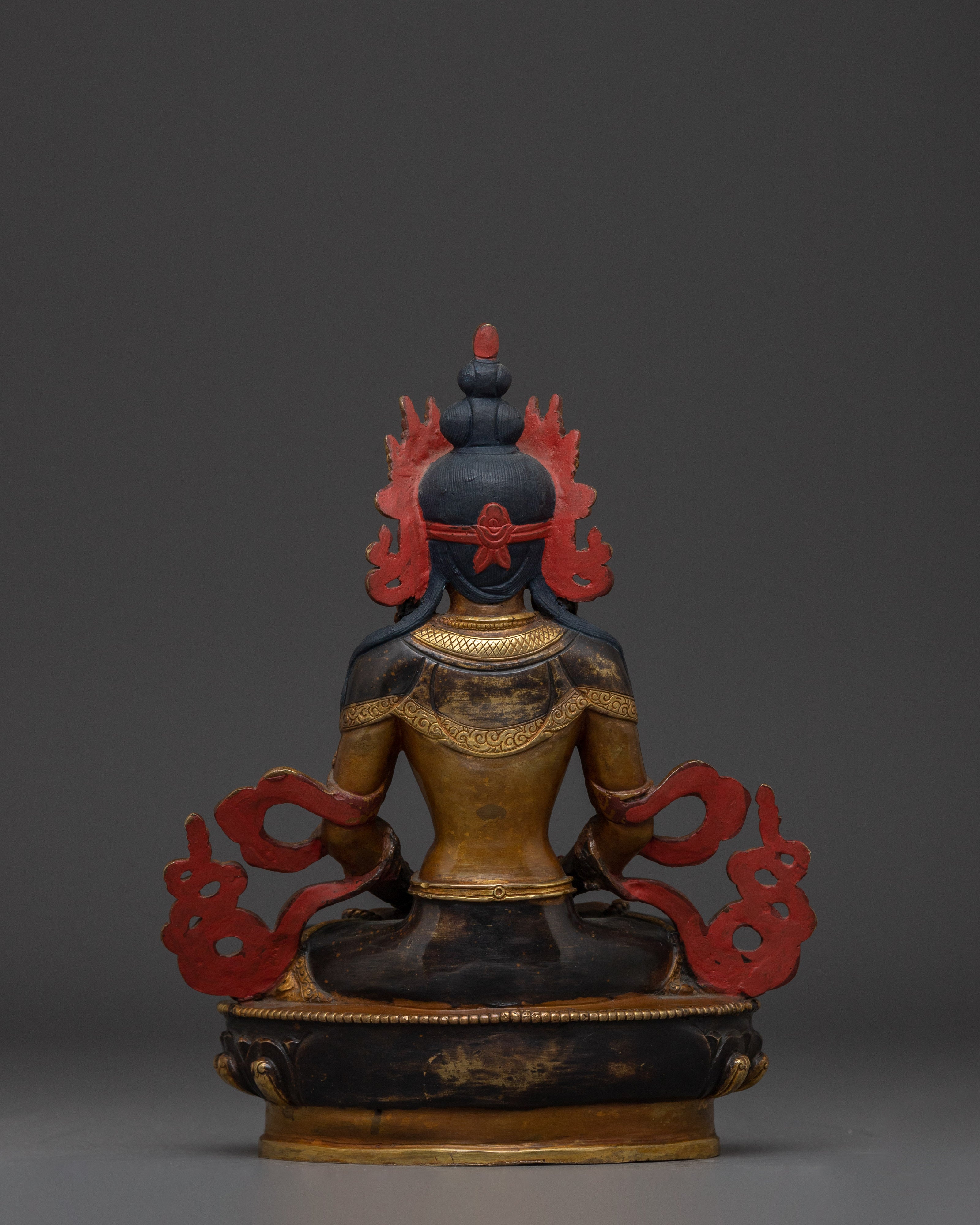 Himalayan Copper Art of Amitayus | 24K Gold Gilded Deity for Longevity and Blessings