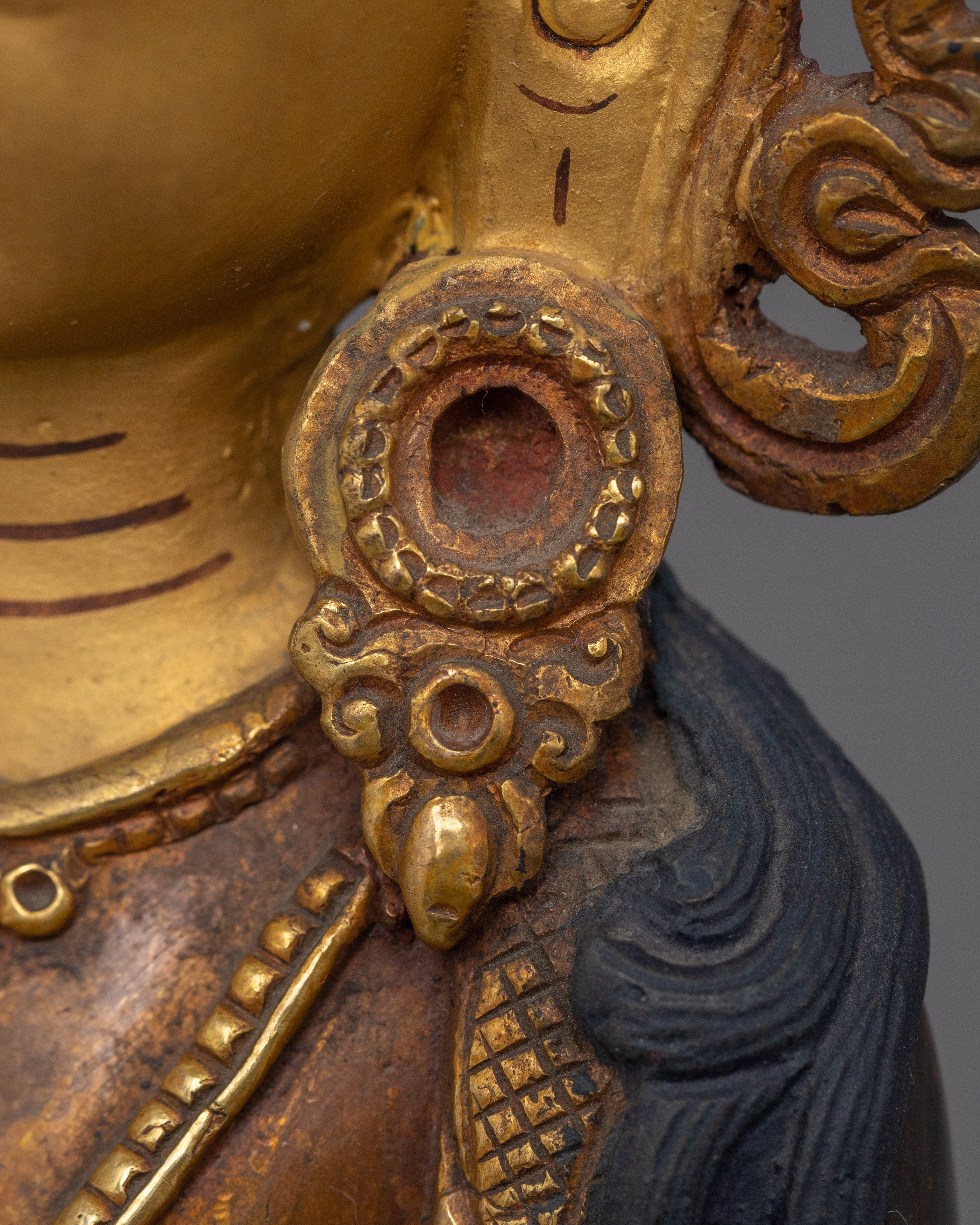 Himalayan Copper Art of Amitayus | 24K Gold Gilded Deity for Longevity and Blessings