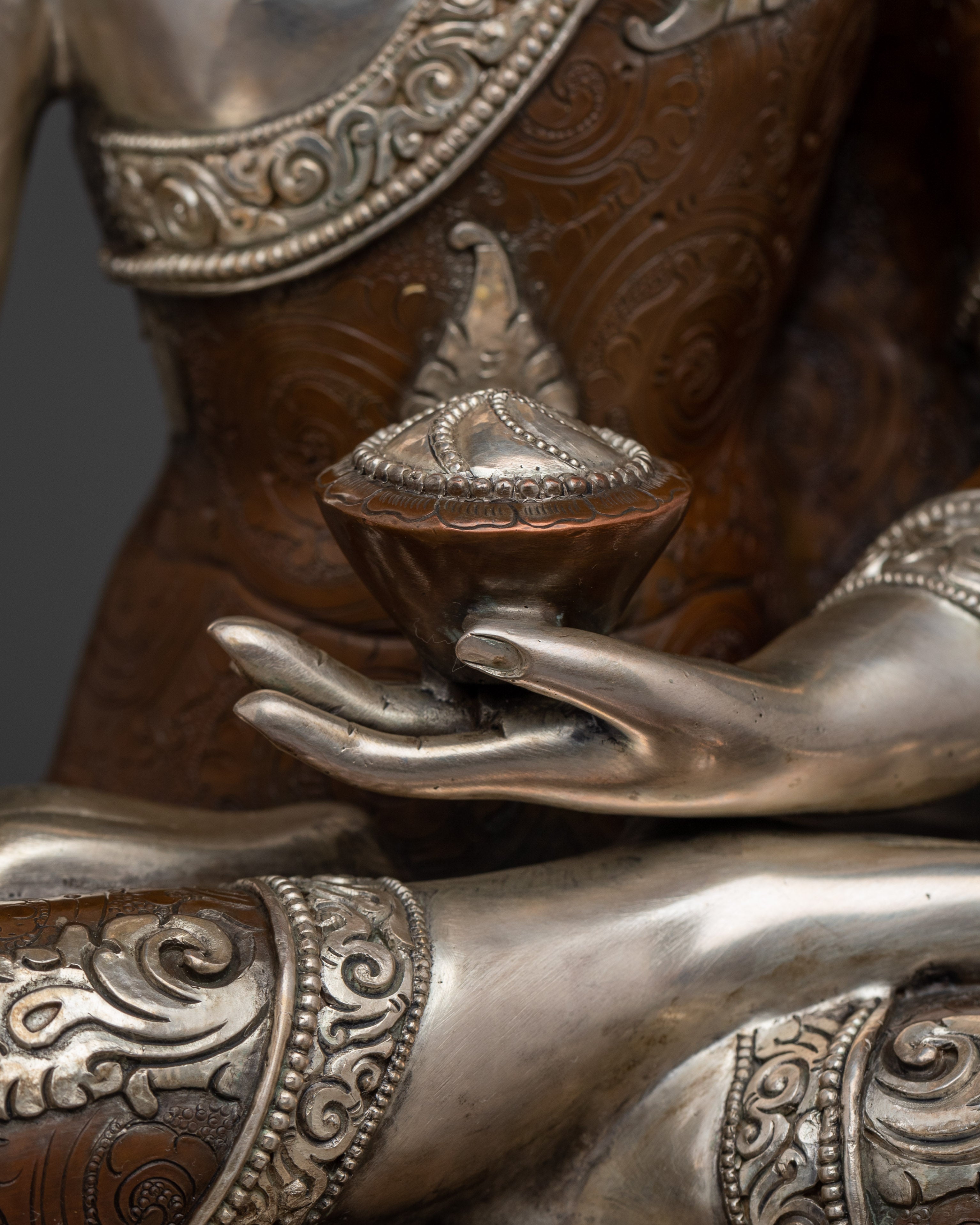Shakyamuni Buddha with Silver Carvings | Walking the Middle Way