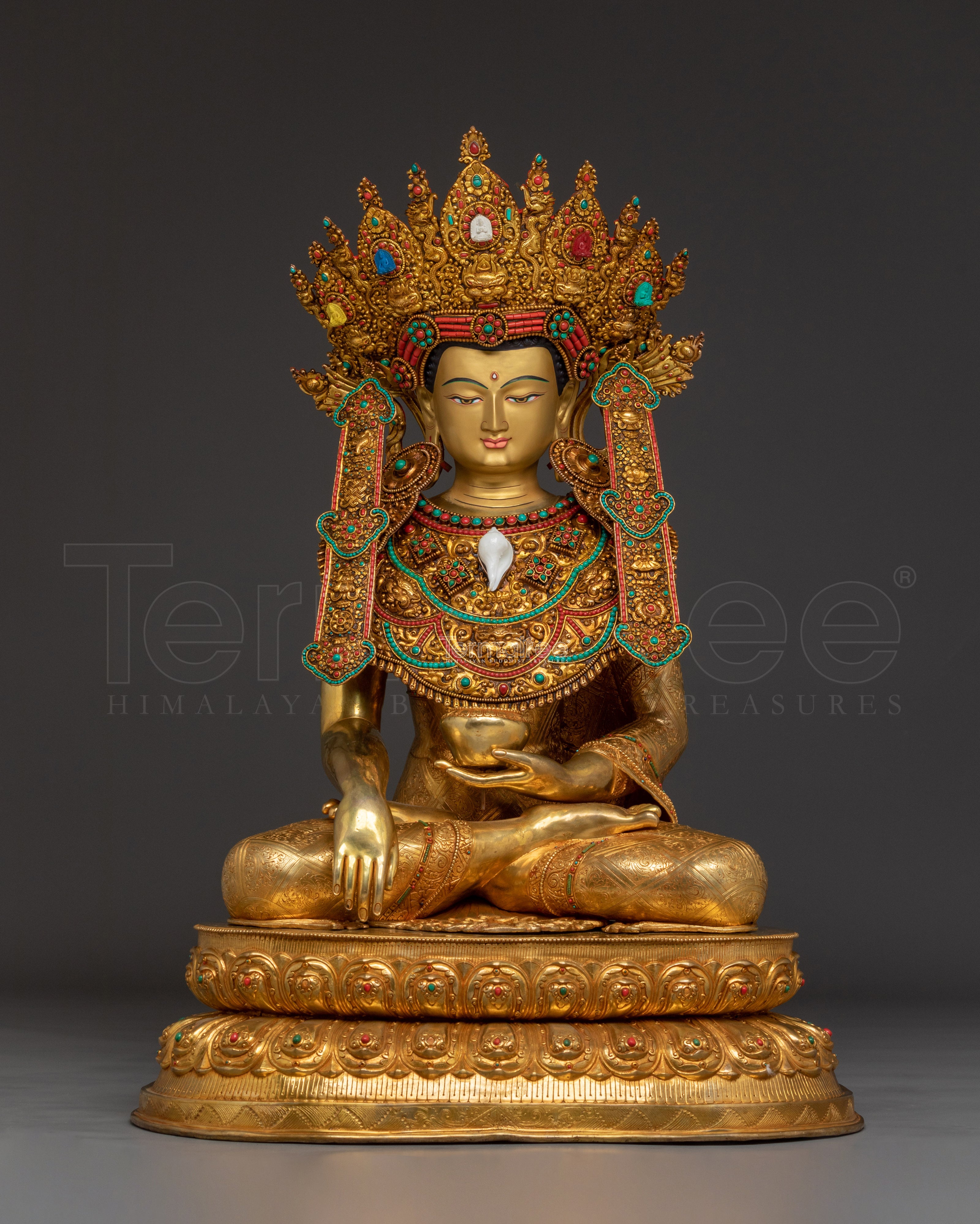Shakyamuni Buddha with Crown Sculpture | Historical Buddha