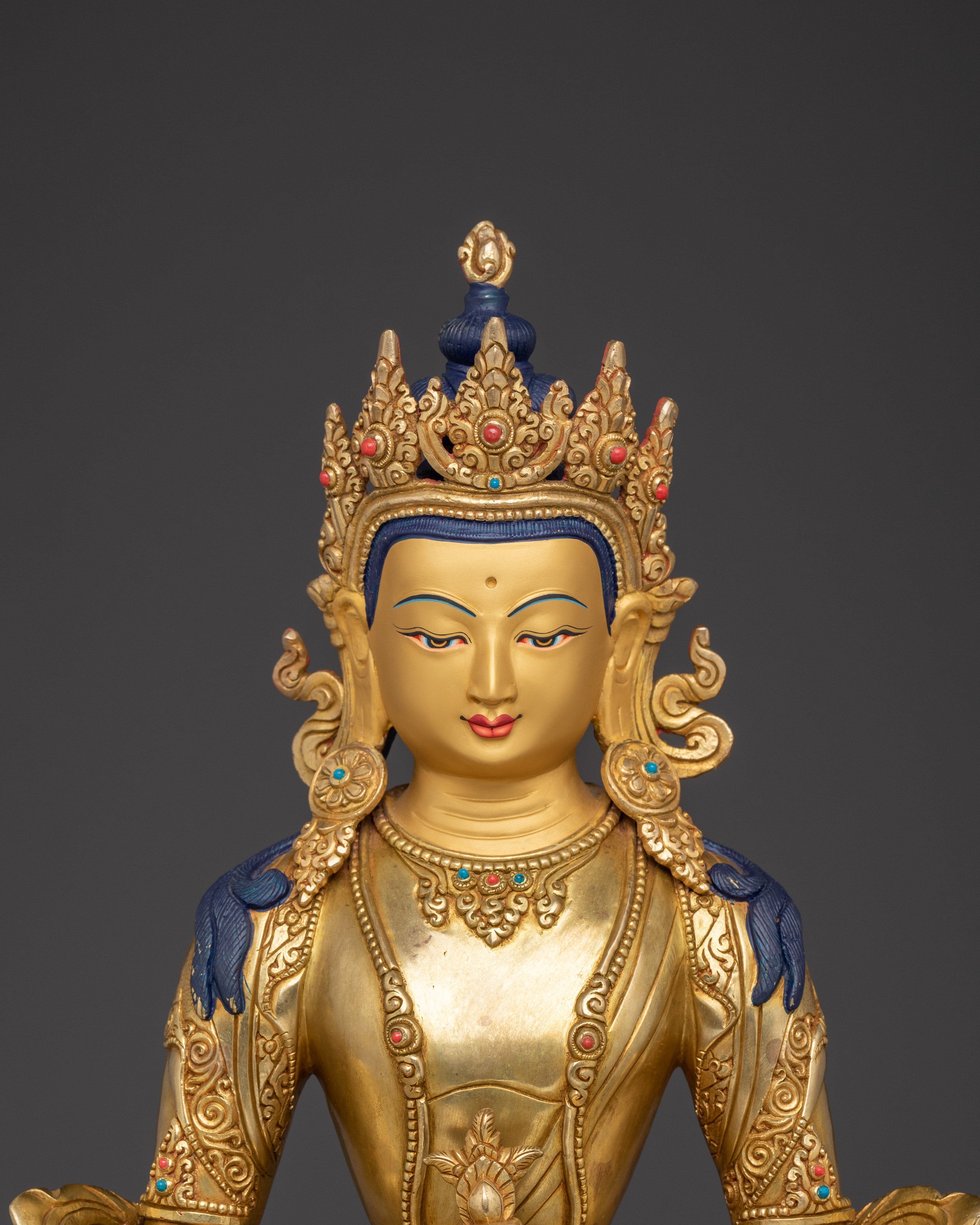 Golden Amitayus Figurine | Buddha of Infinite Light