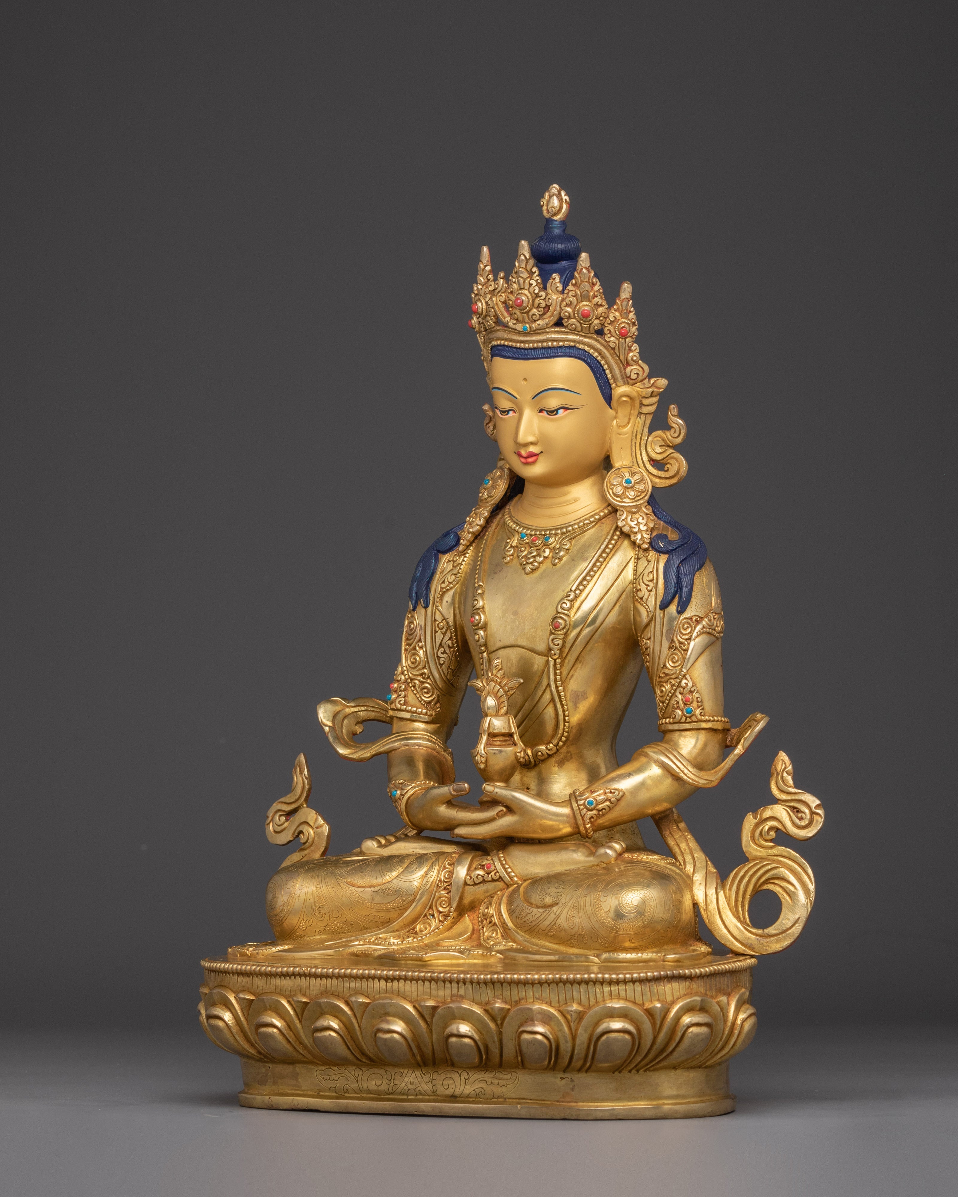 Golden Amitayus Figurine | Buddha of Infinite Light