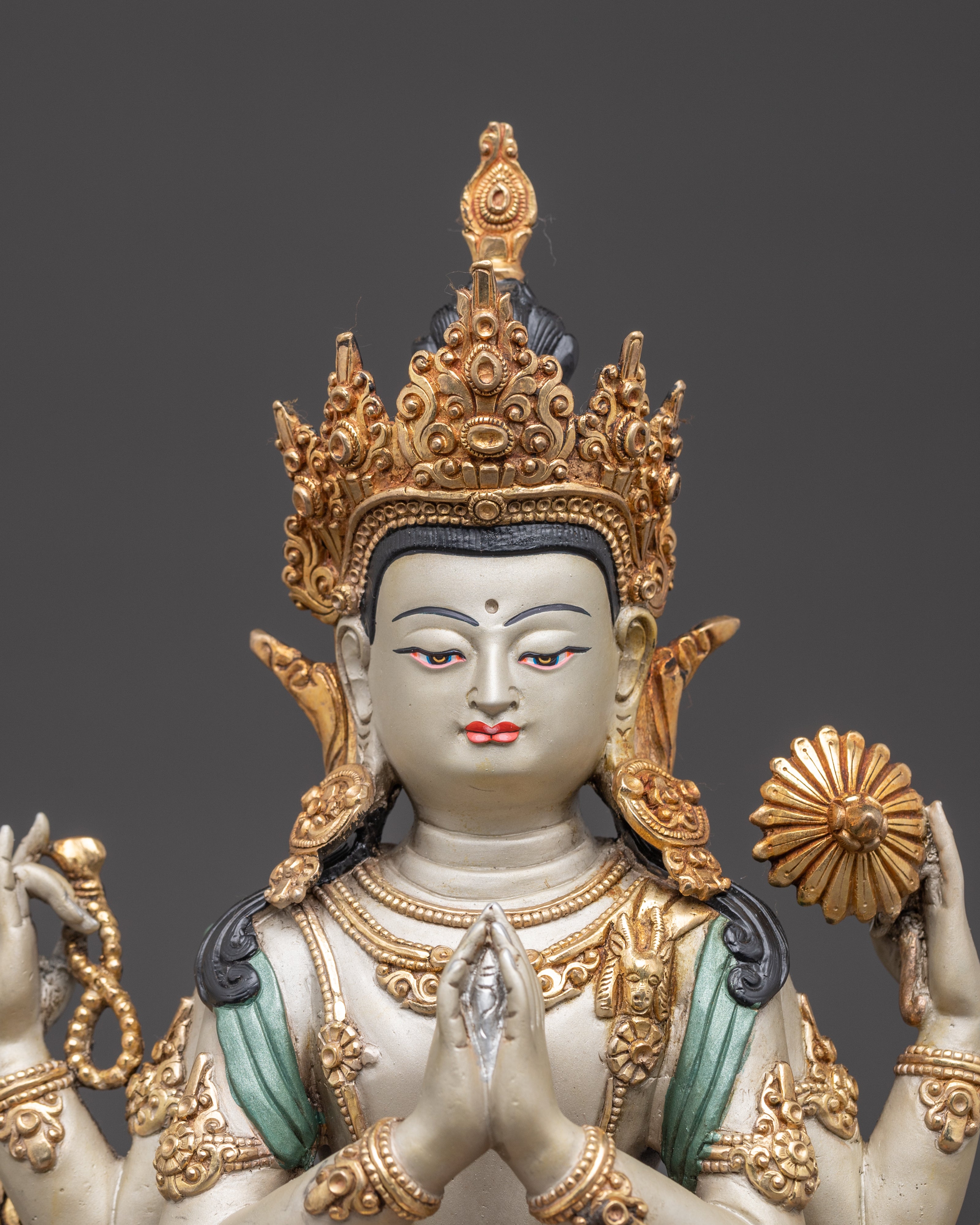 Handcrafted Golden Sculpture of Bodhisattva Set | Symbol of Compassion
