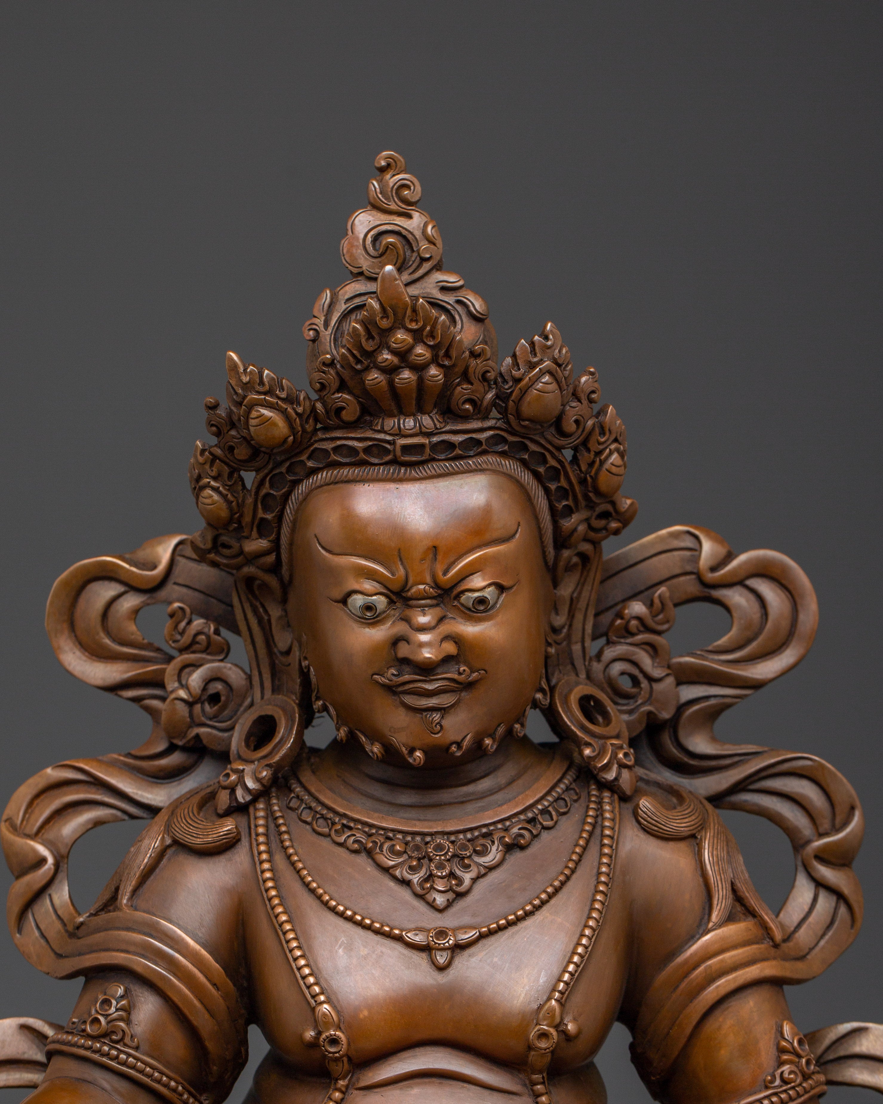 Oxidized Dzambhala Wealth Deity Statue | Guardian of Treasure