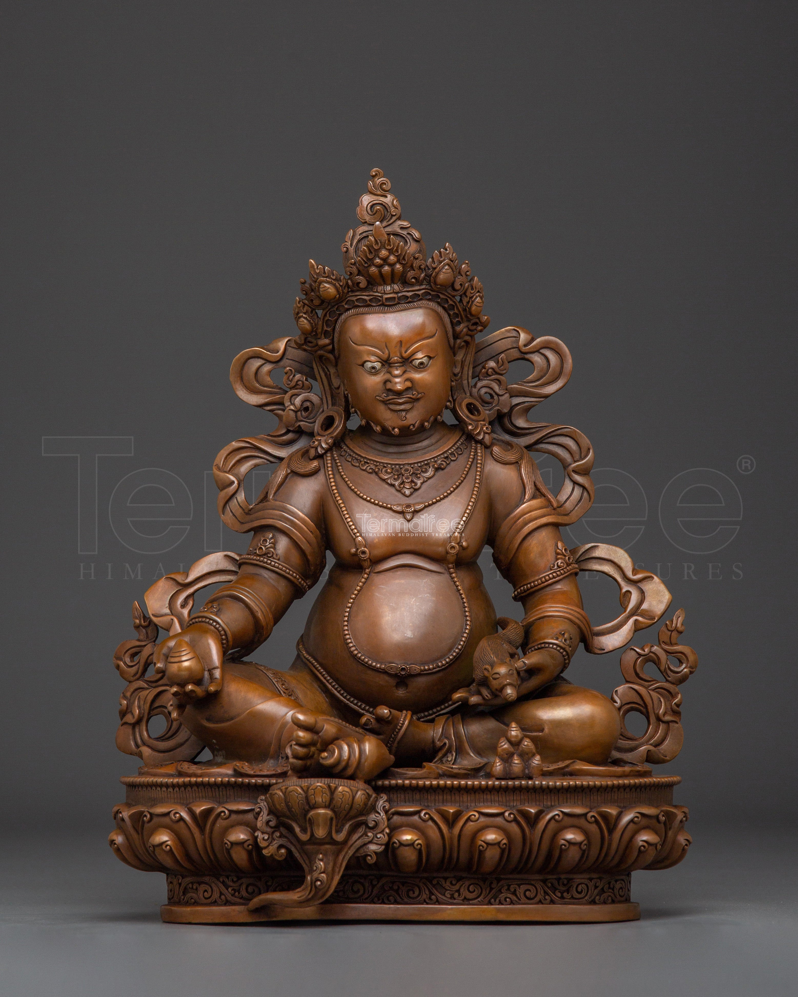 Oxidized Dzambhala Wealth Deity Statue | Guardian of Treasure