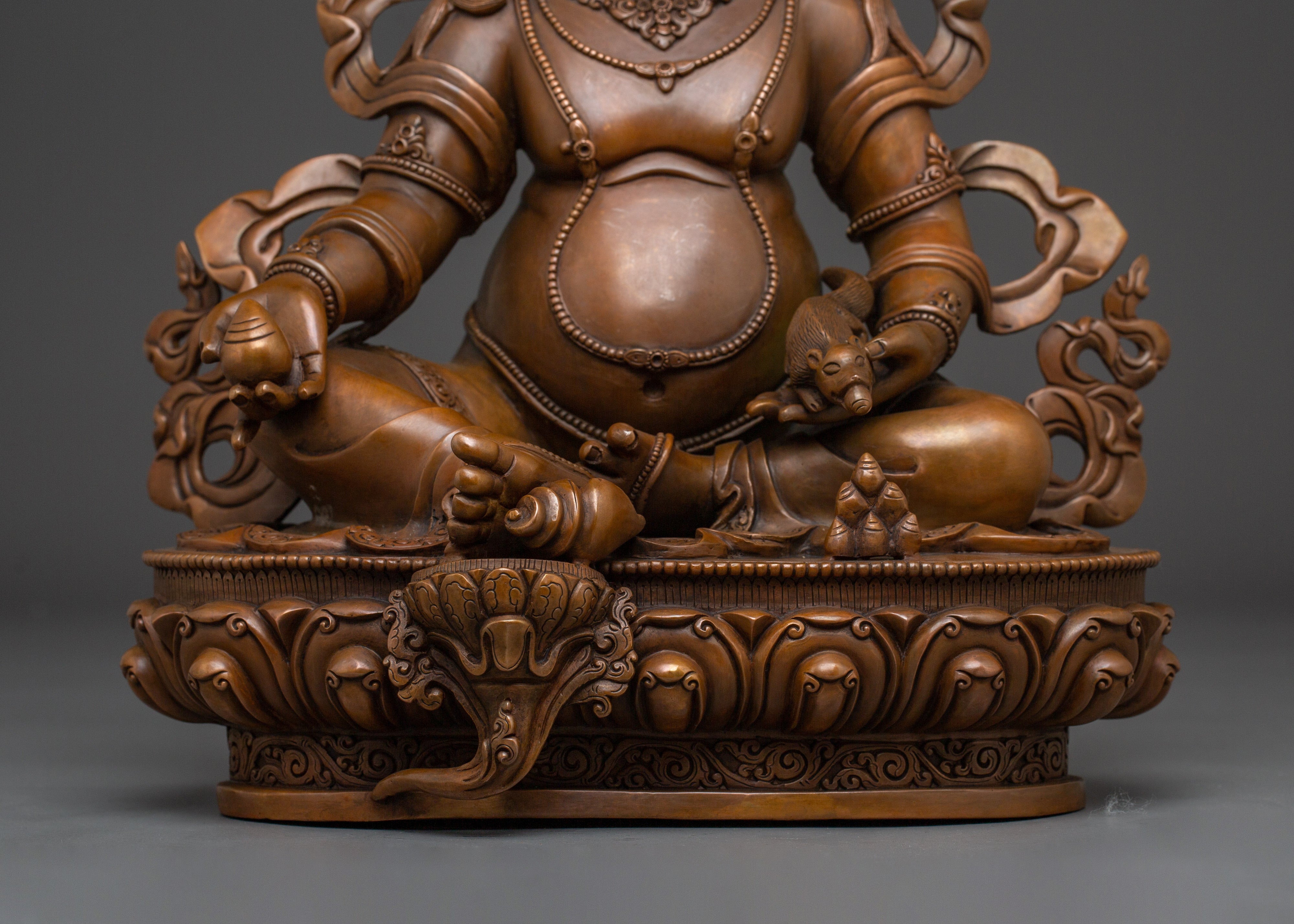 Oxidized Dzambhala Wealth Deity Statue | Guardian of Treasure