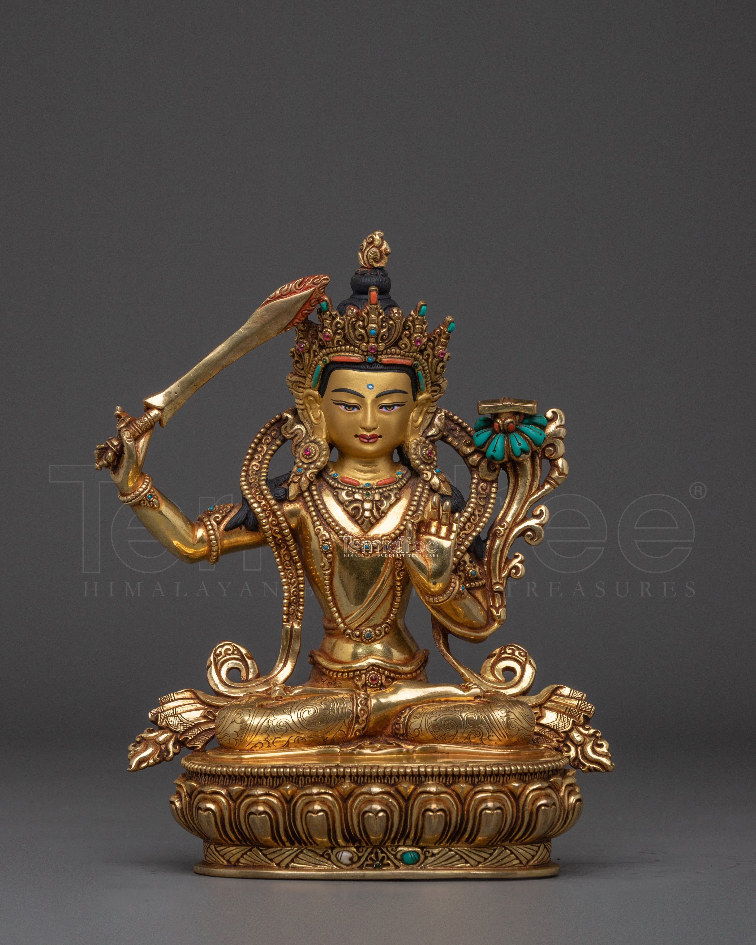 Supreme Wisdom Deity Manjushri Statue | Manjughosa - Divine Bodhisattva Figurine