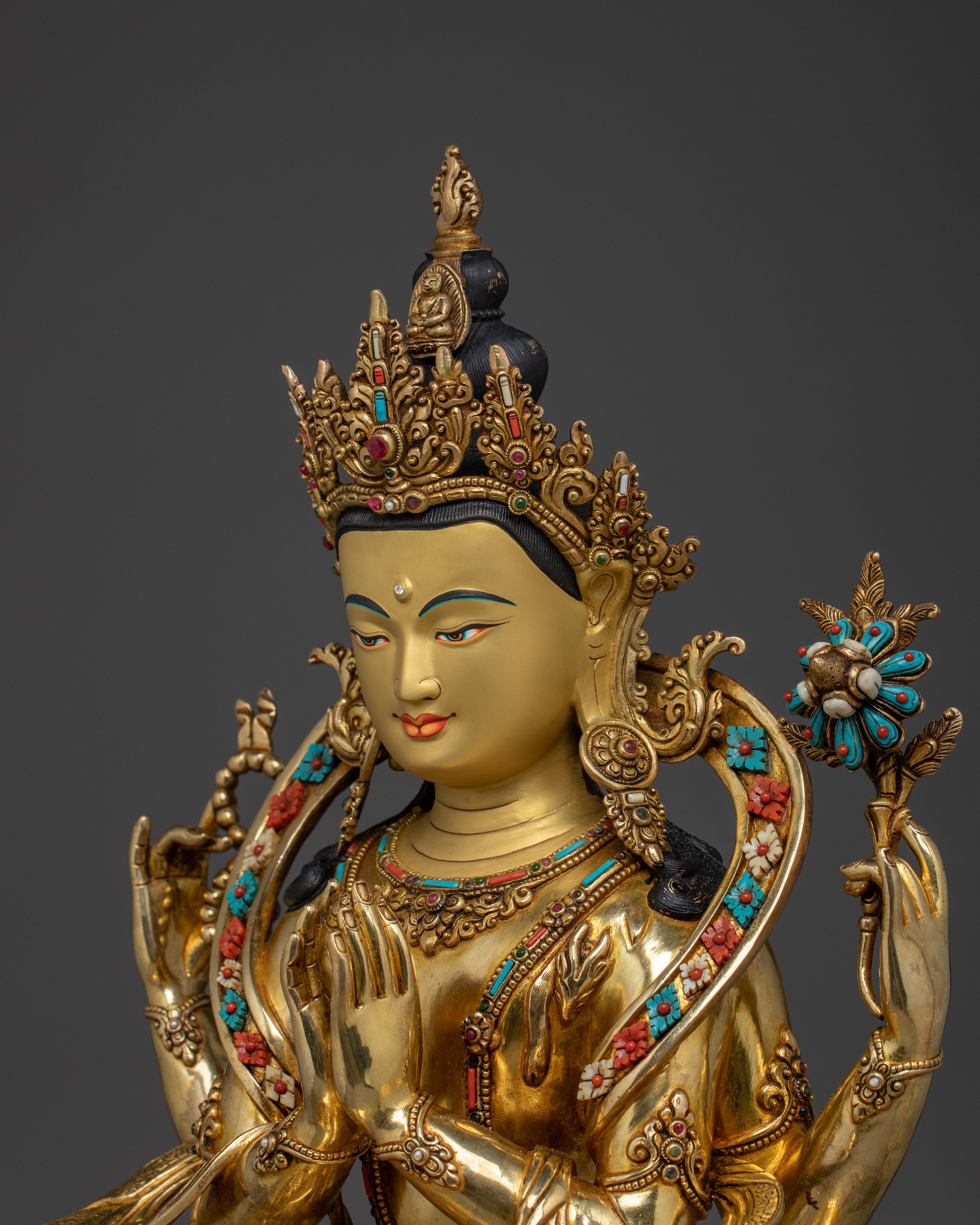 Four-Armed Chenrezig Artwork | Embodiment of Compassion