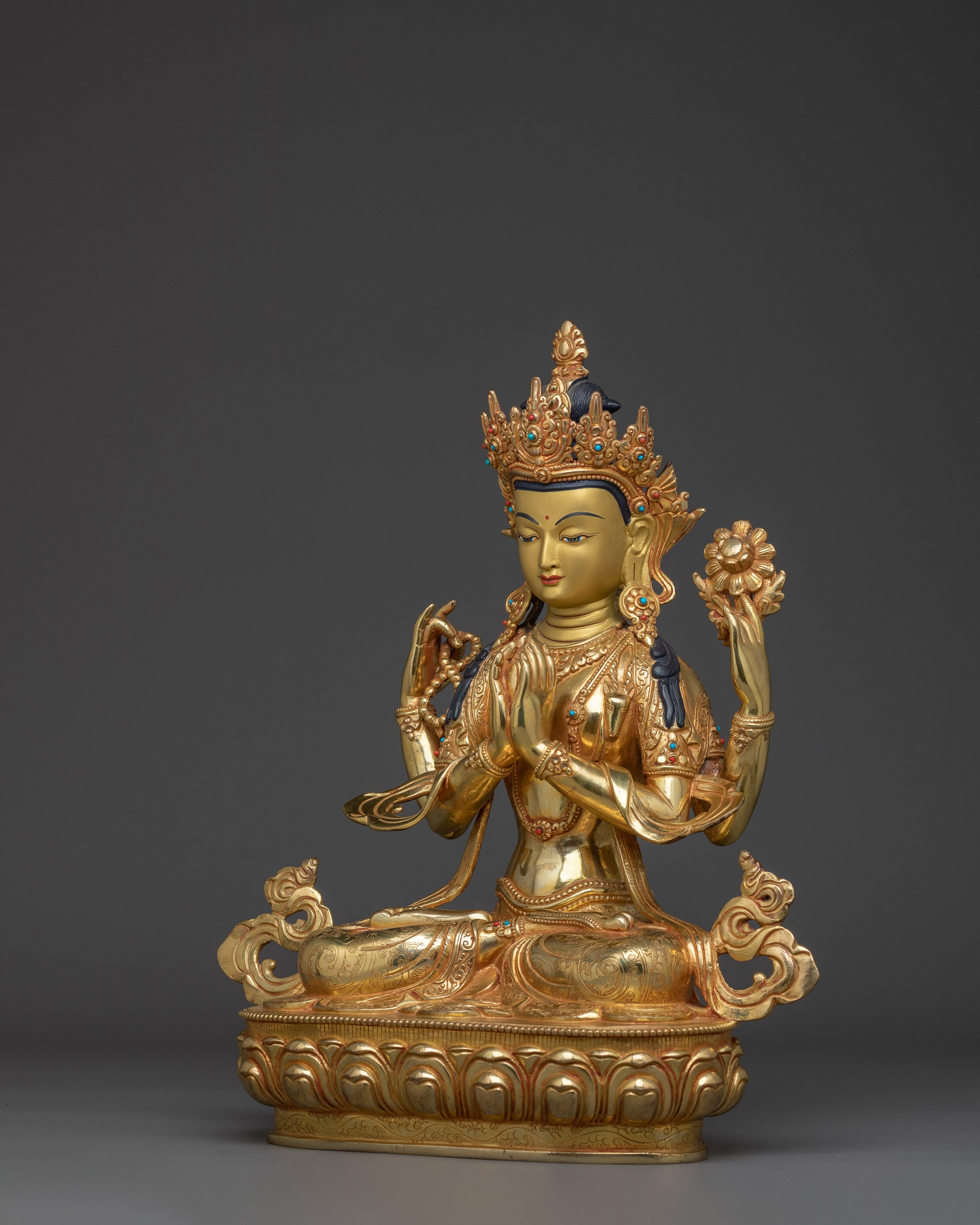 Compassion Lord Chenrezig Statue | Avalokiteshvara Serene Figurine