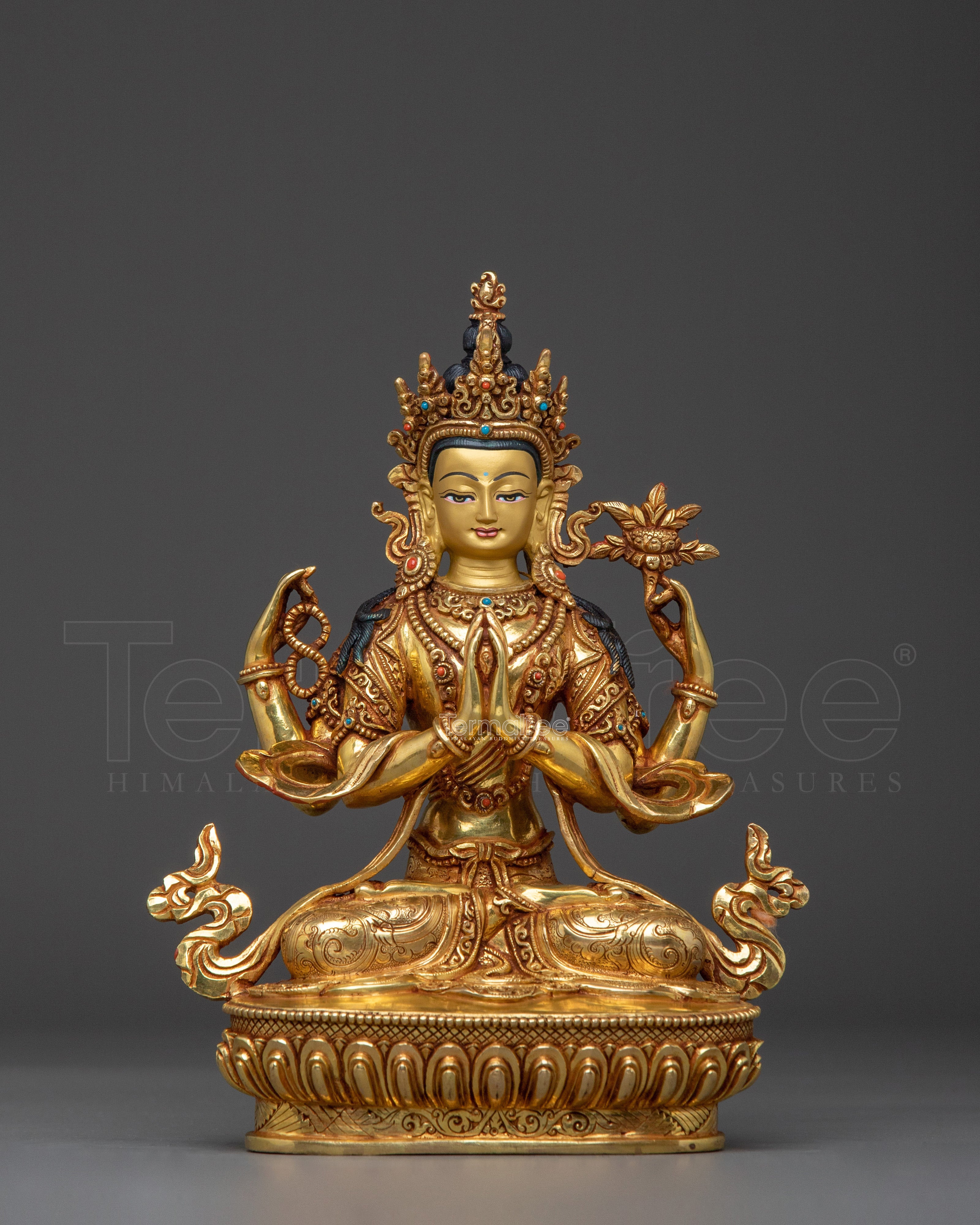 Nepalese Chenrezig Statue | Bodhisattva Art for Altar Decor