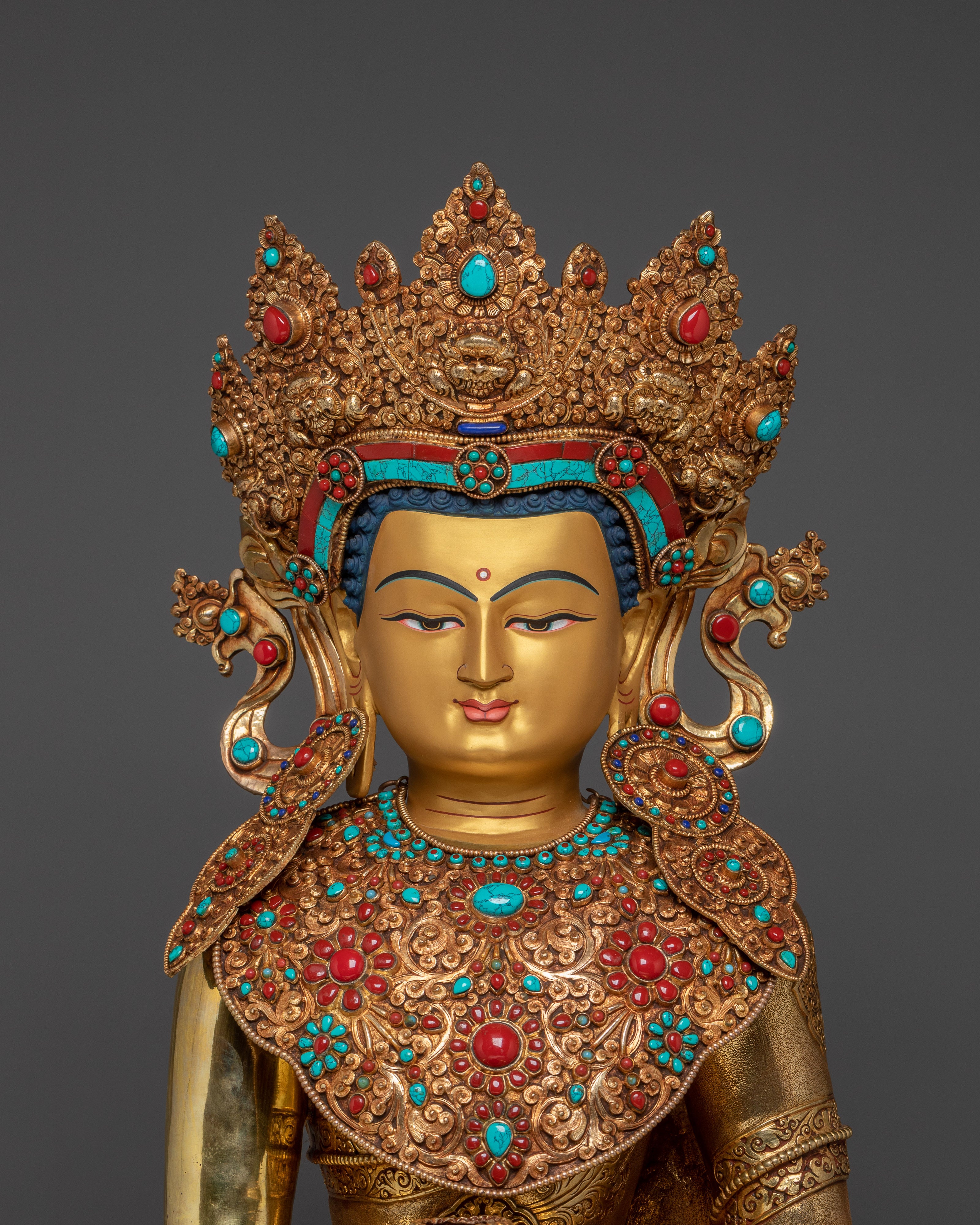 Crown Shakyamuni Buddha Statue | Traditional Figure