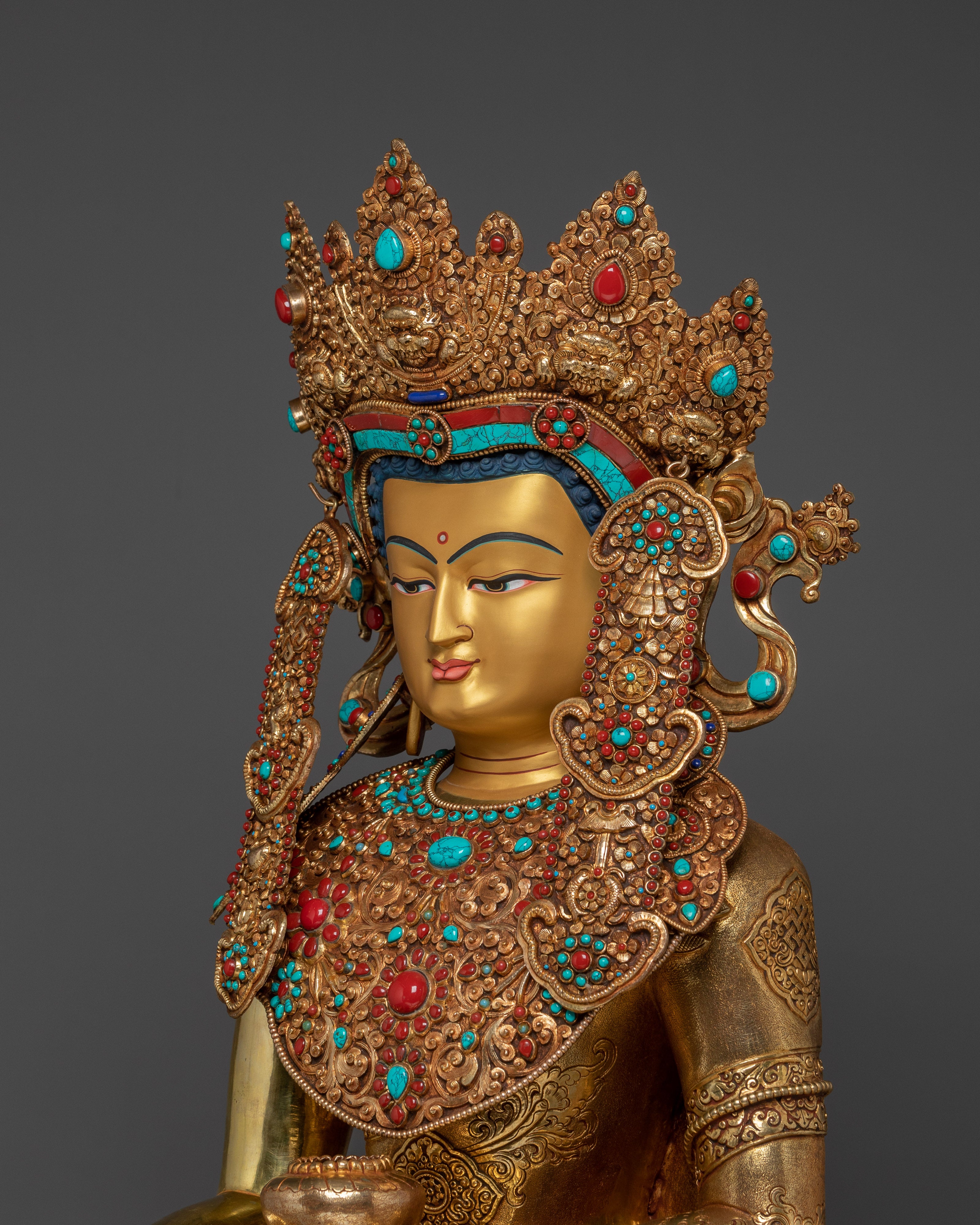 Crown Shakyamuni Buddha Statue | Traditional Figure