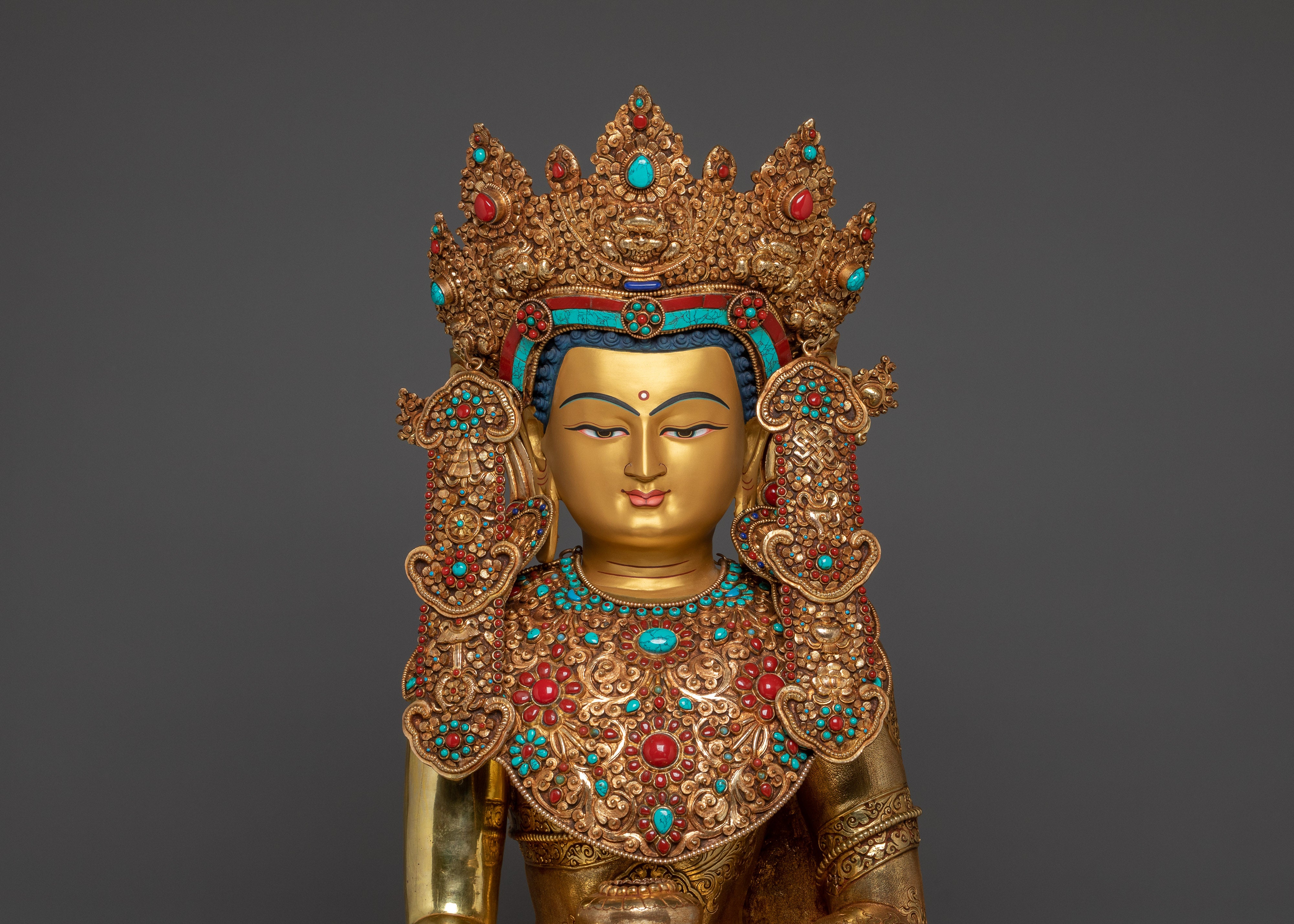 Crown Shakyamuni Buddha Statue | Traditional Figure