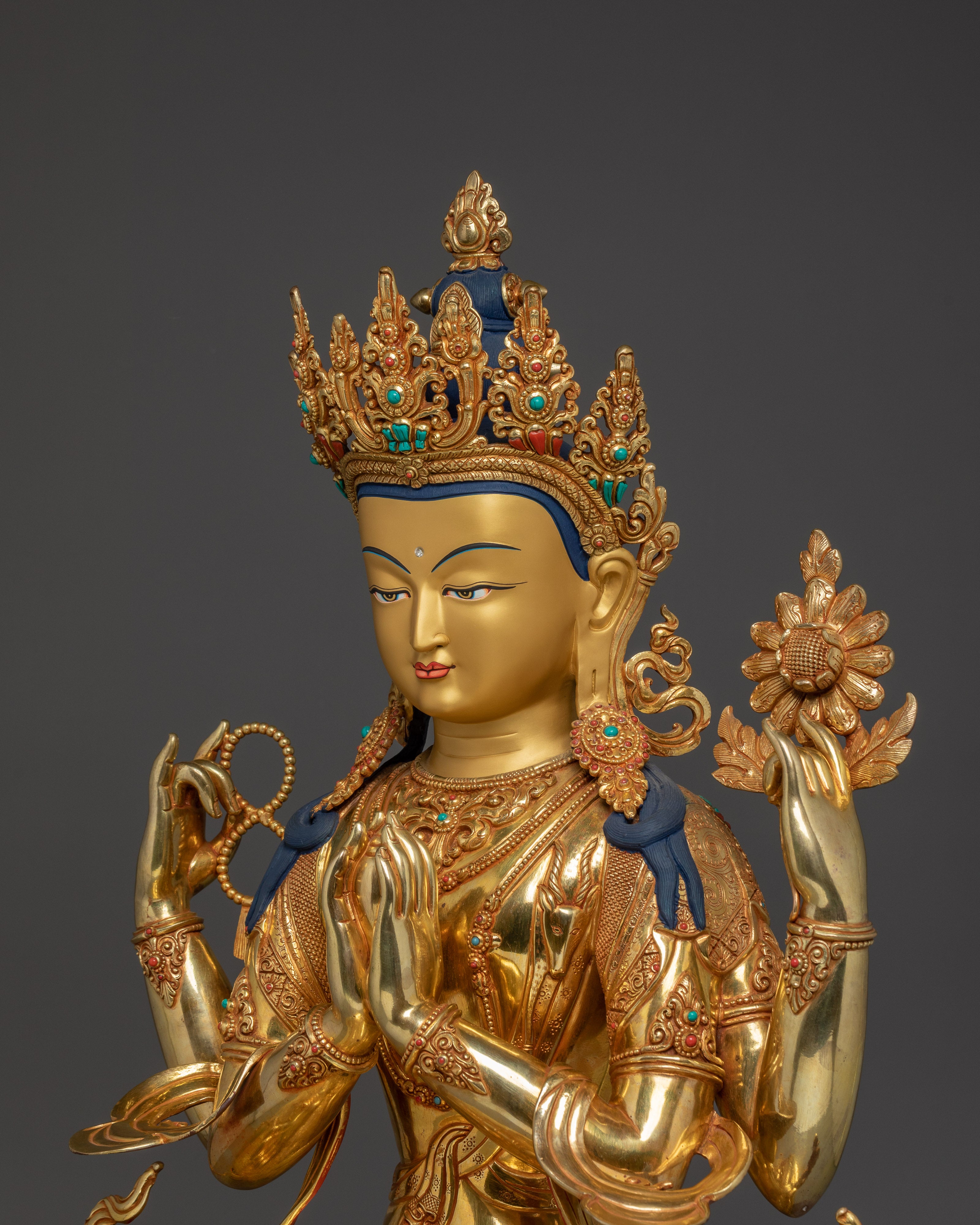 Majestic Chenrezig Bodhisattva Statue | Embodiment of Compassion