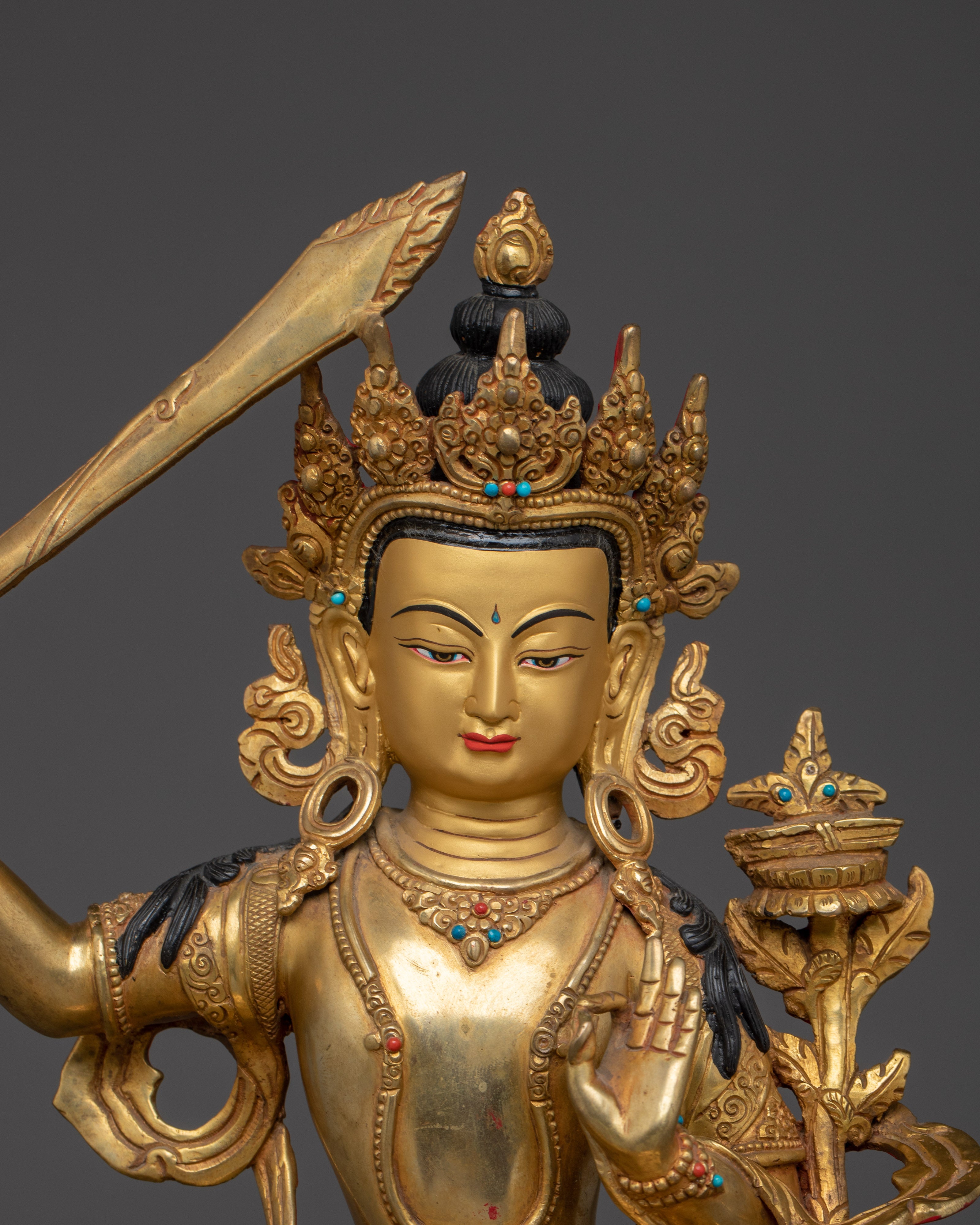 Manjushri Copper Statue for Meditation | Sword of Wisdom Deity