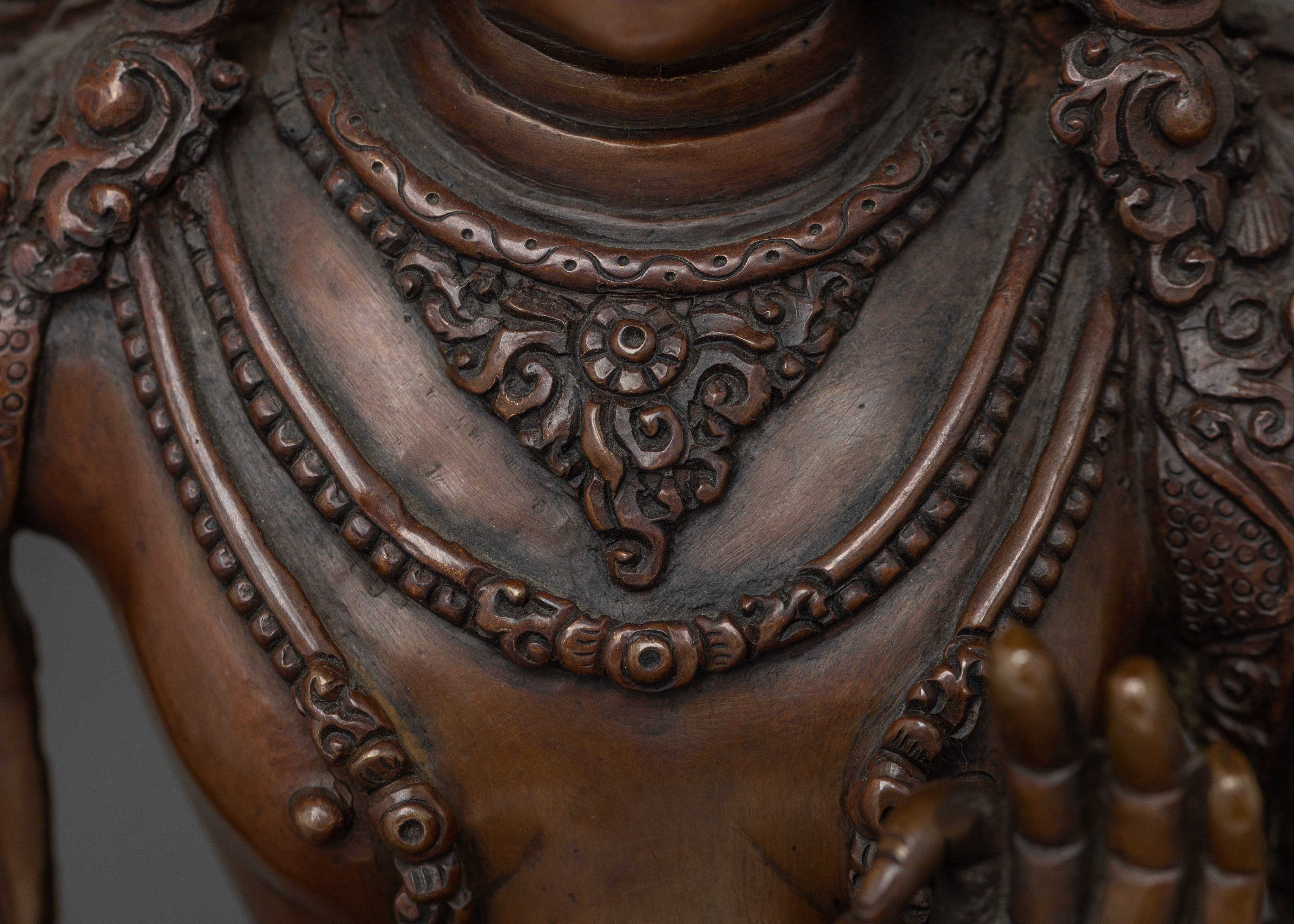 Handcrafted Oxidized copper Manjushri statue | Sculpture of the Bodhisattva of Wisdom