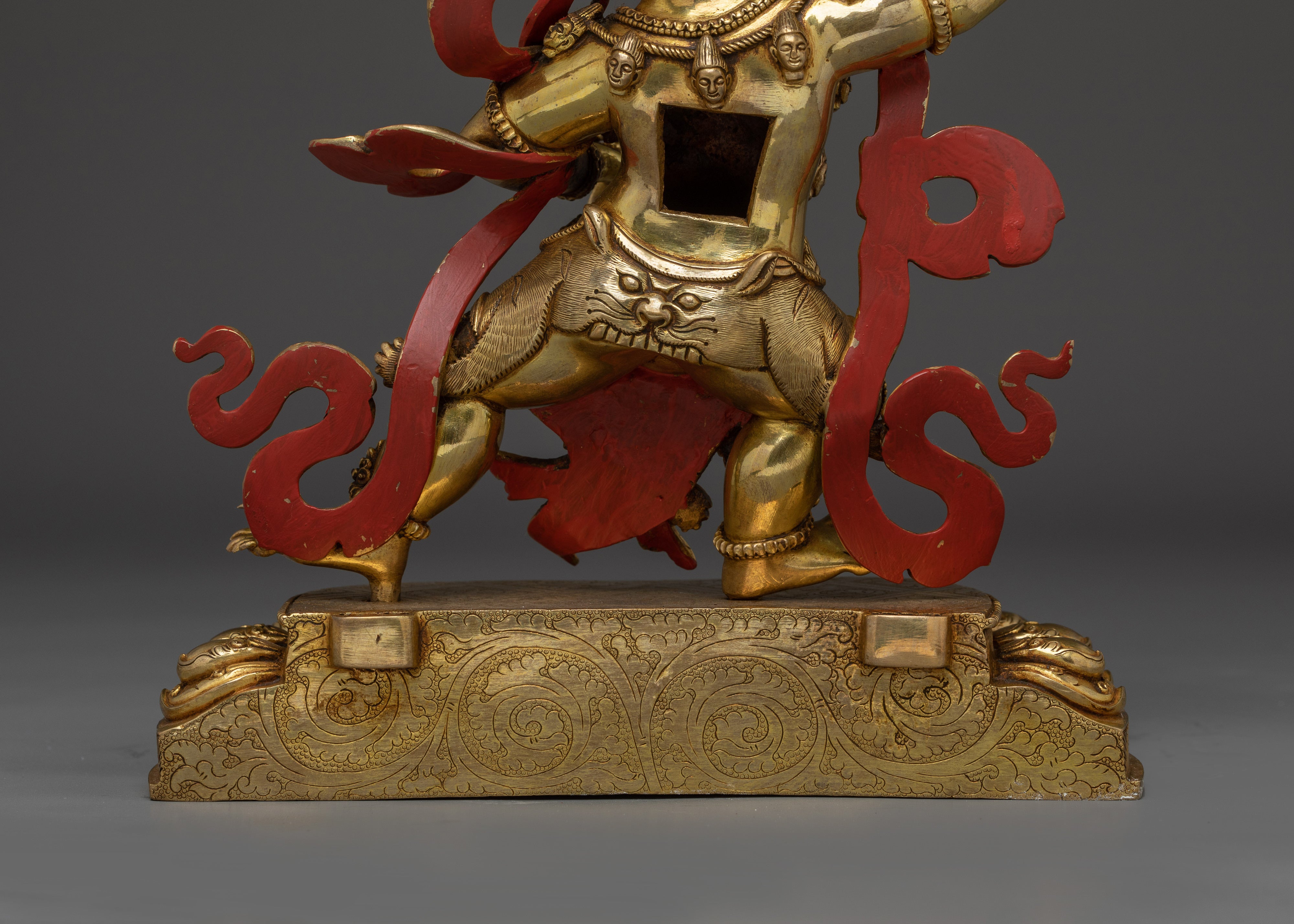 Handcrafted Black Manjushri Statue | 24K Gold Gilded Copper for Wisdom & Protection