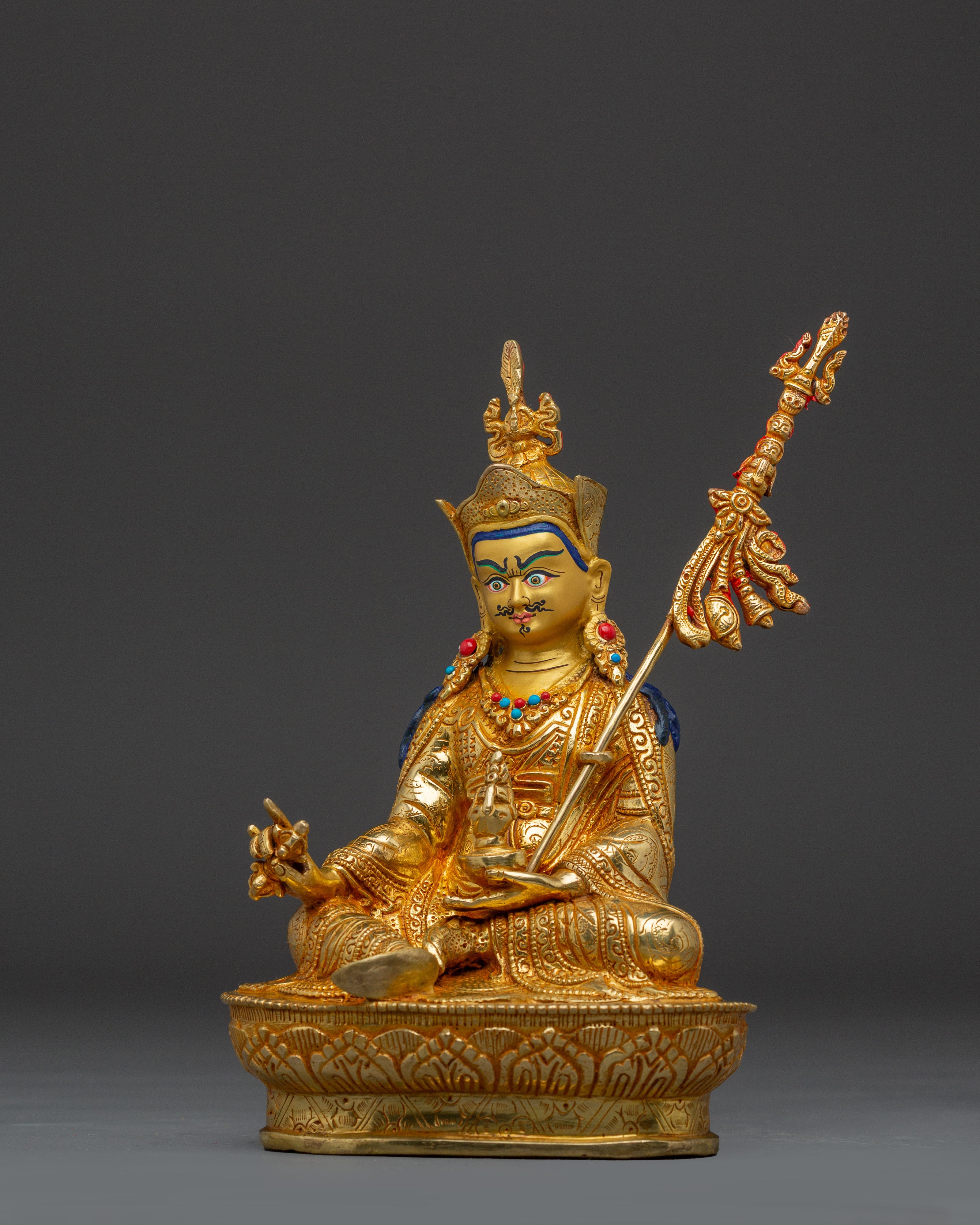 Buddhist Altar Set Amitabha, Chenrezig, and Guru Rinpoche Statues | Spiritual Decor Set