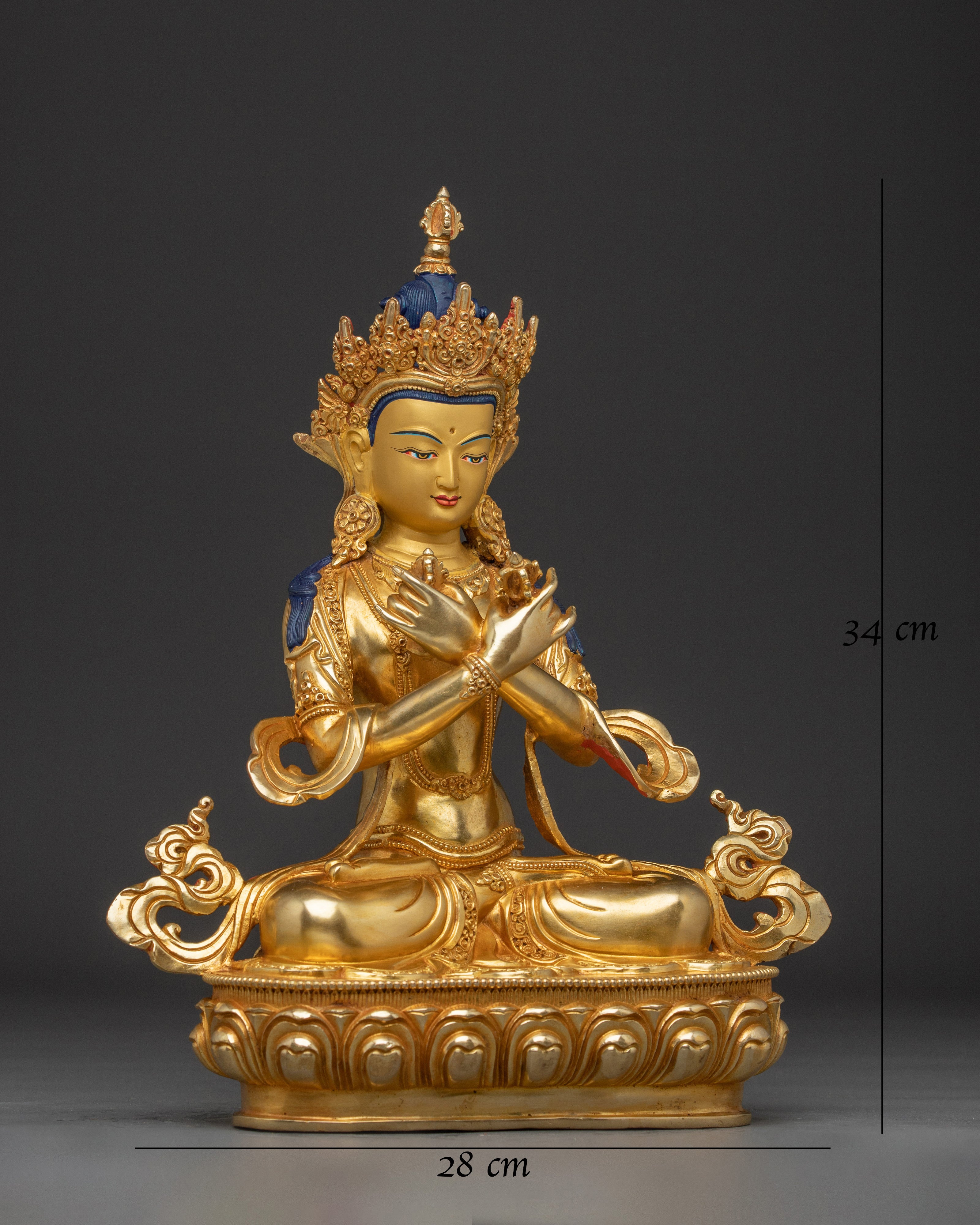 Vajradhara Statue 24K Gold Gilded Copper 