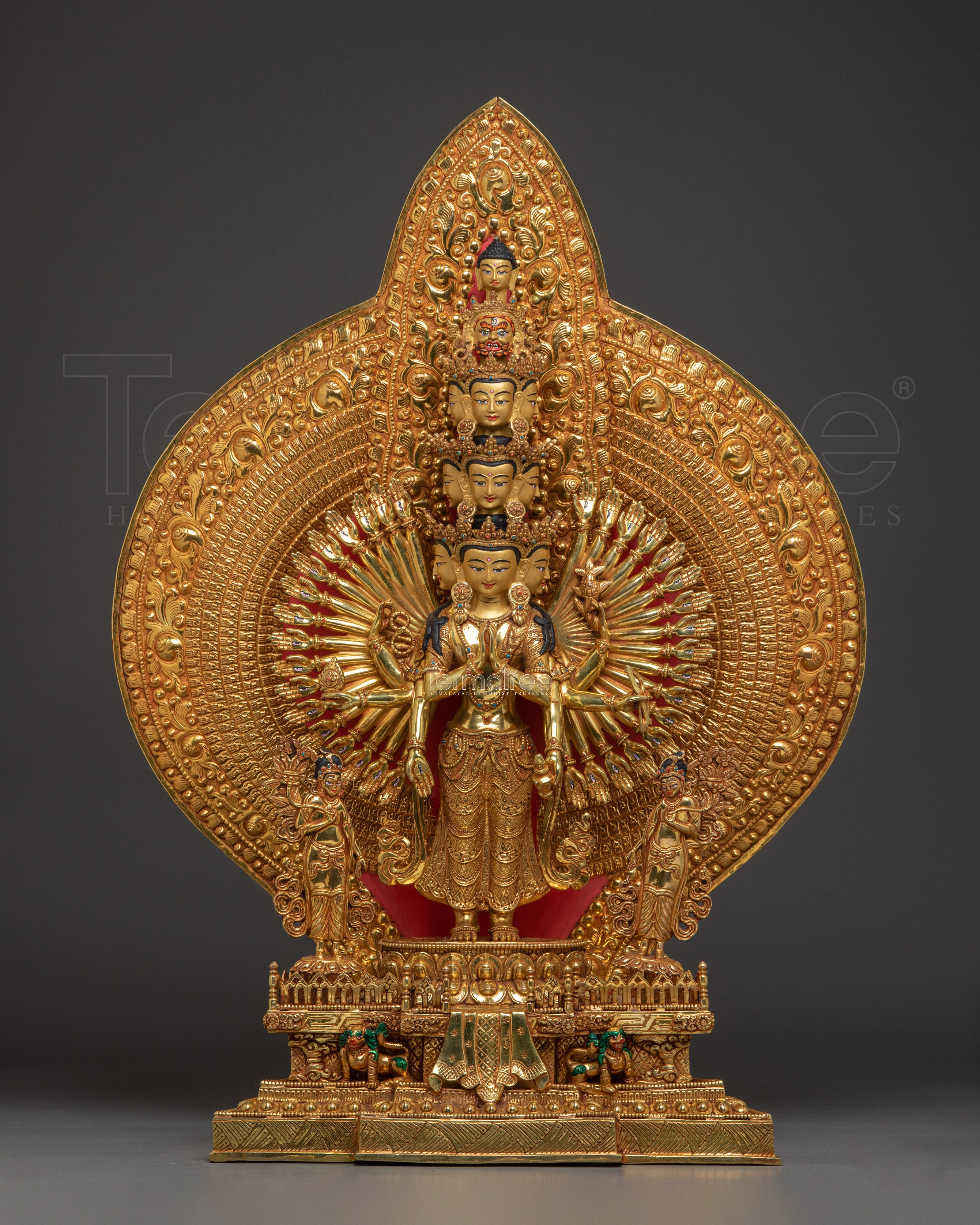 1000 Armed Chenrezig Gold Gilded Statue | The Bodhisattva of Infinite Compassion