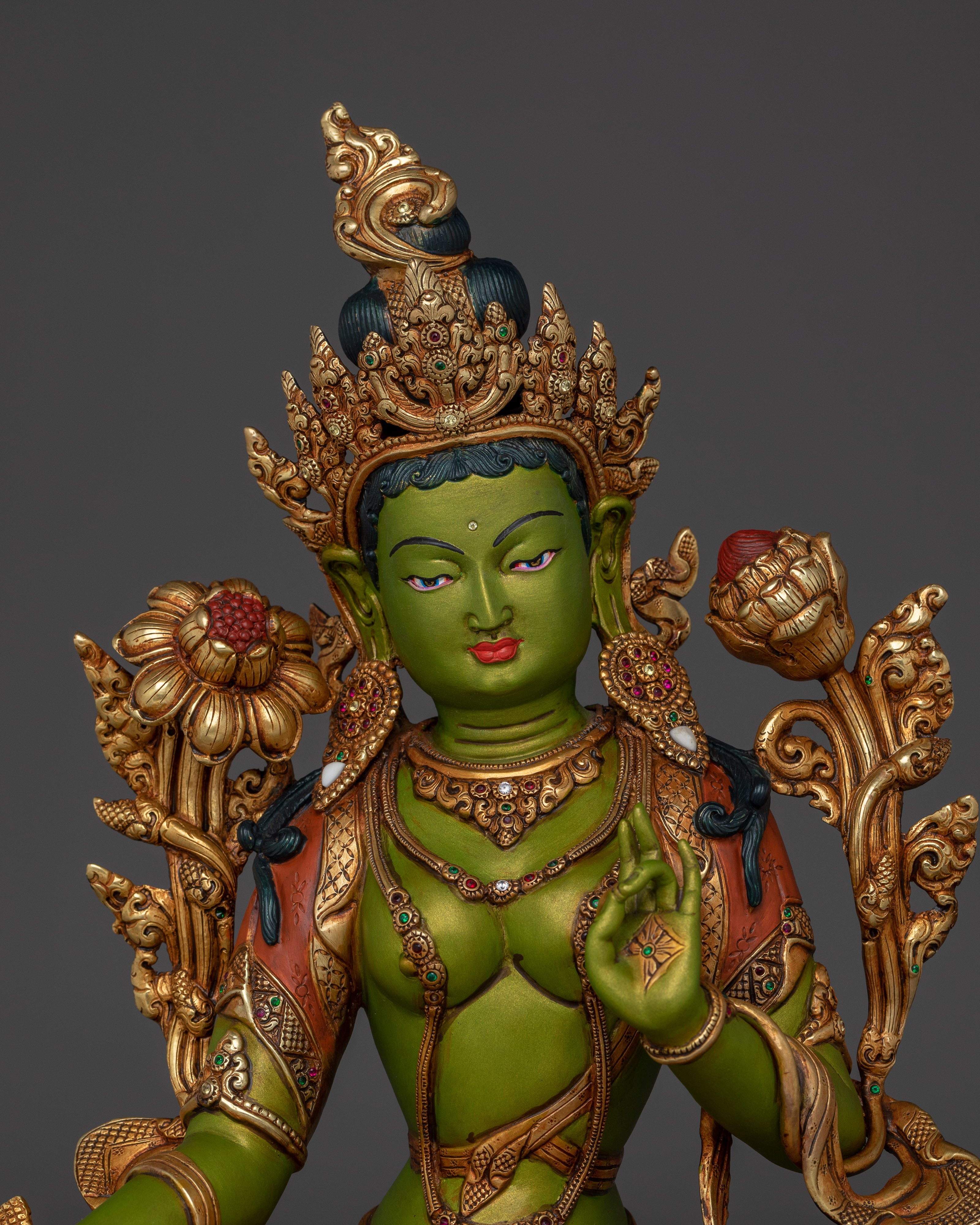 Handmade Buddhist Green Tara Art | Compassionate Goddess