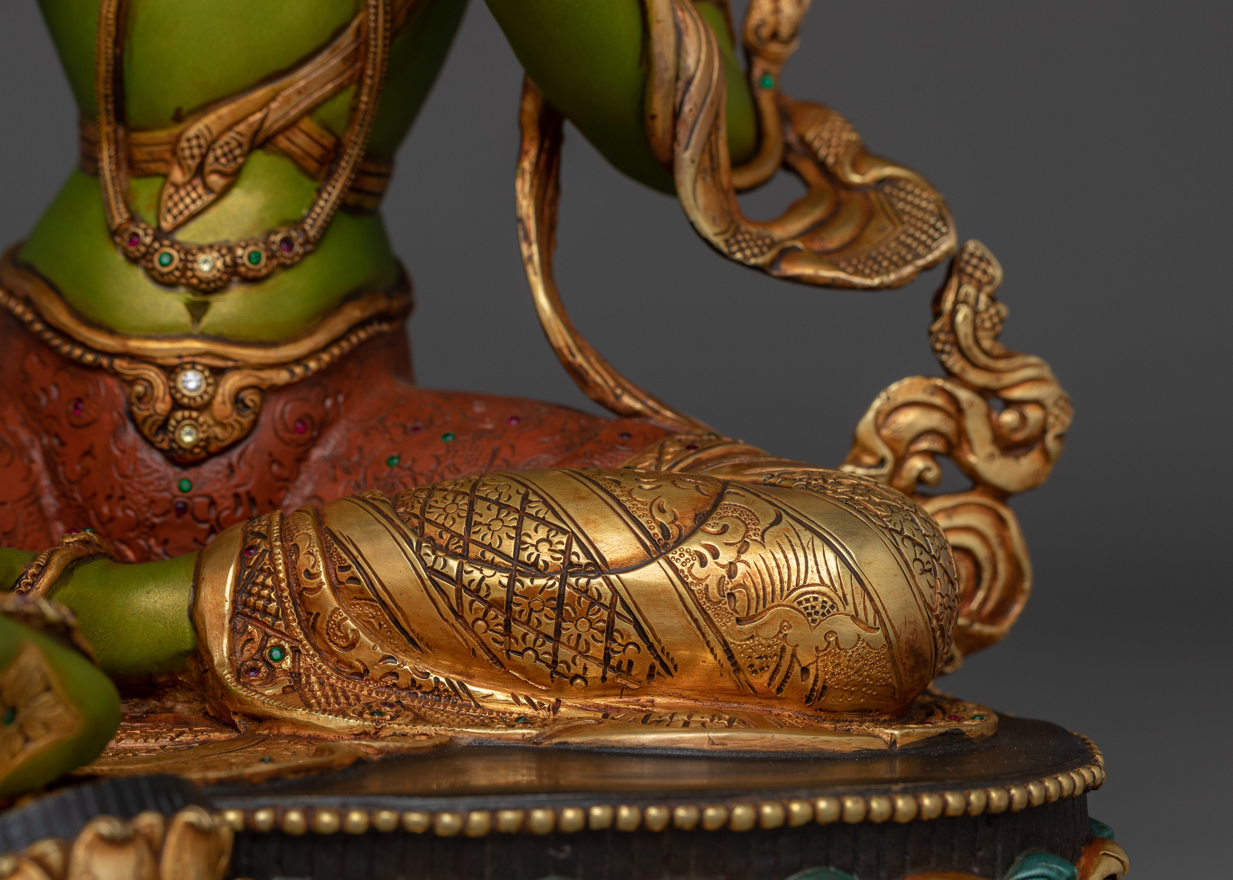 Handmade Buddhist Green Tara Art | Compassionate Goddess