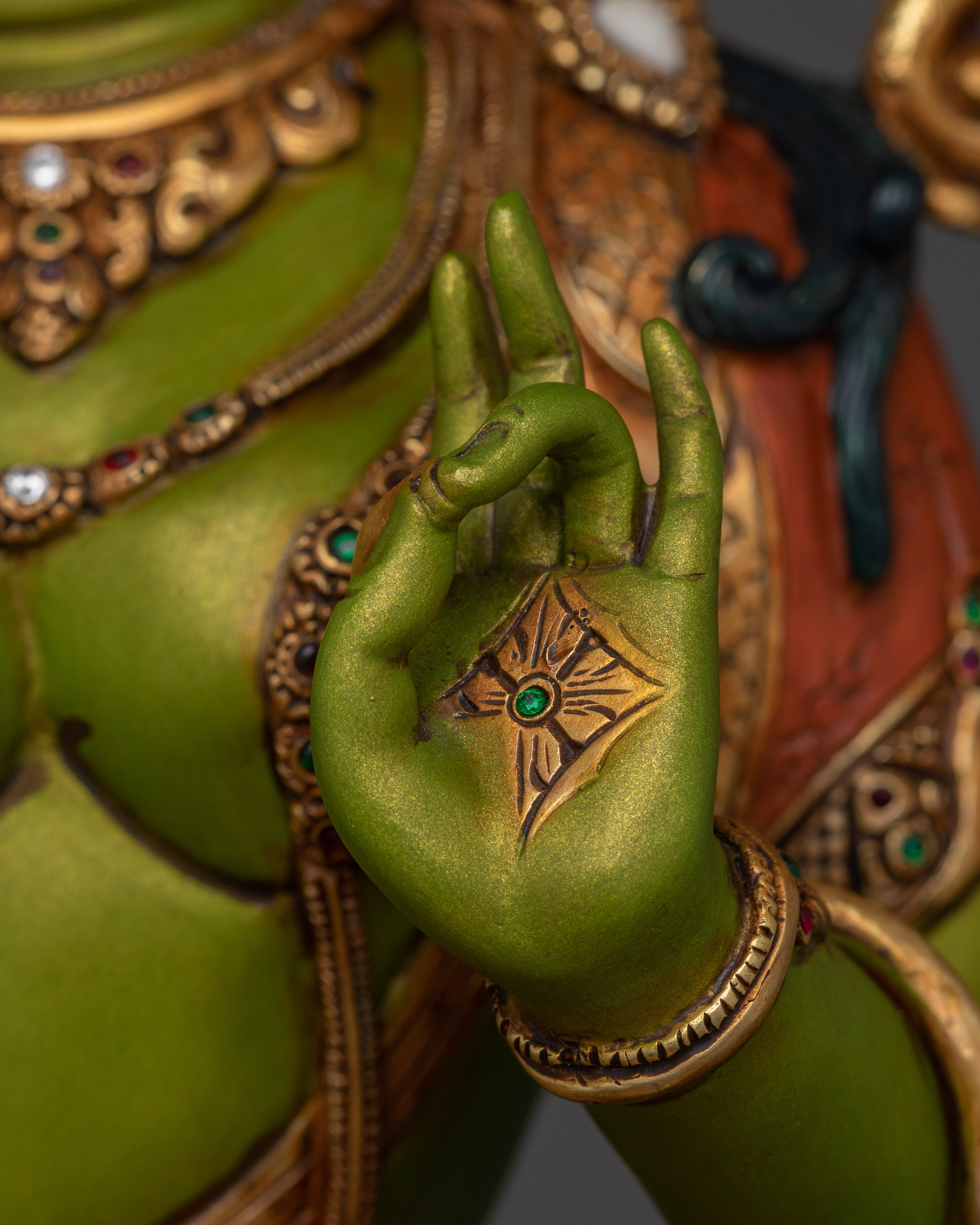 Handmade Buddhist Green Tara Art | Compassionate Goddess