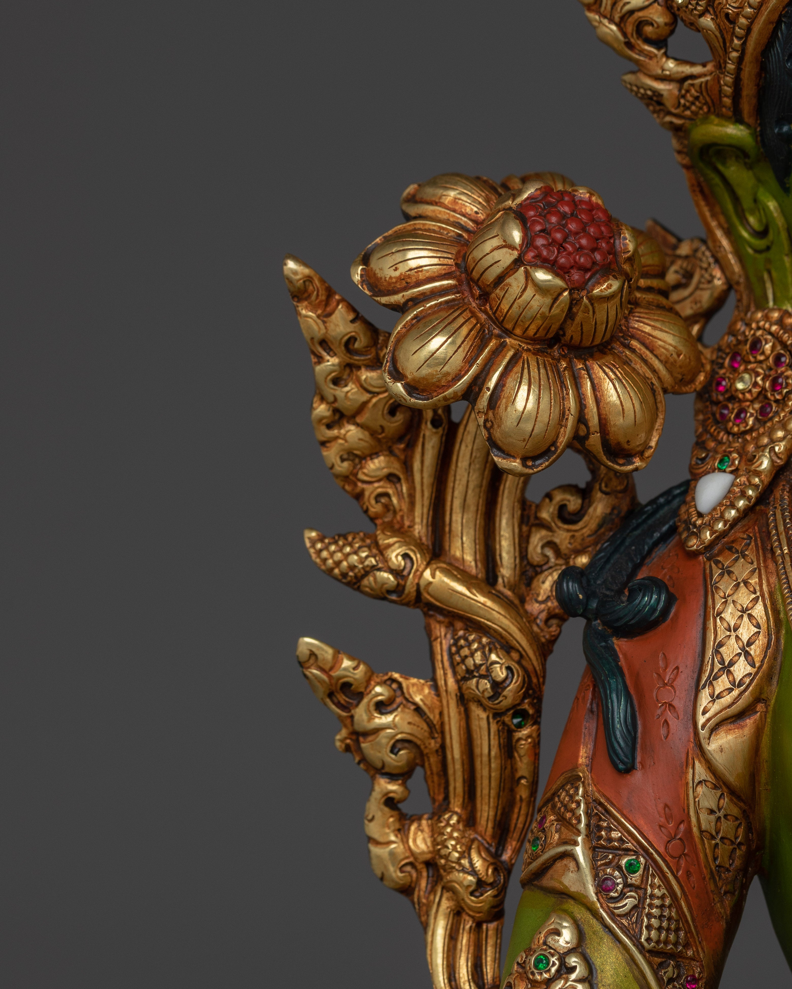 Handmade Buddhist Green Tara Art | Compassionate Goddess