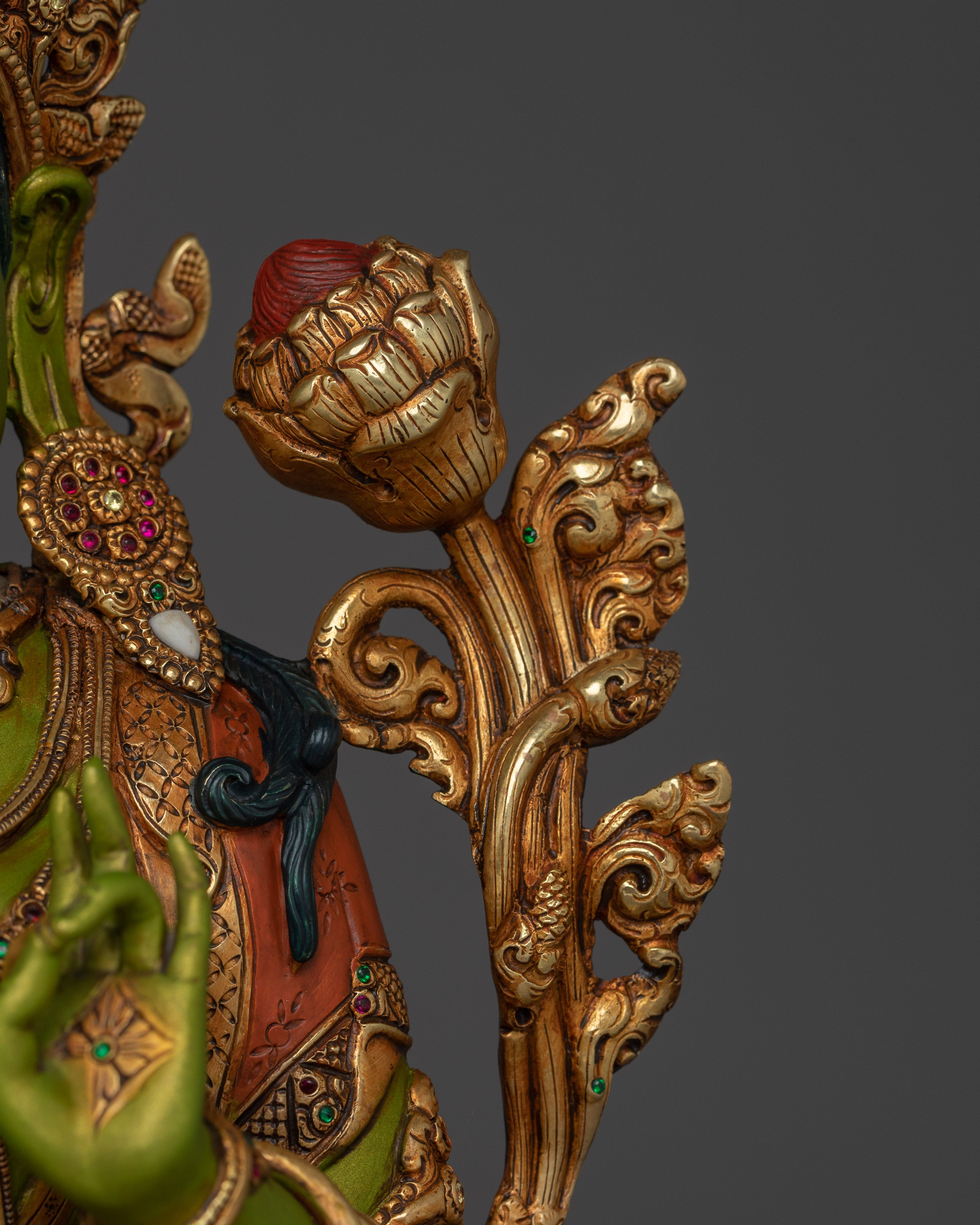 Handmade Buddhist Green Tara Art | Compassionate Goddess